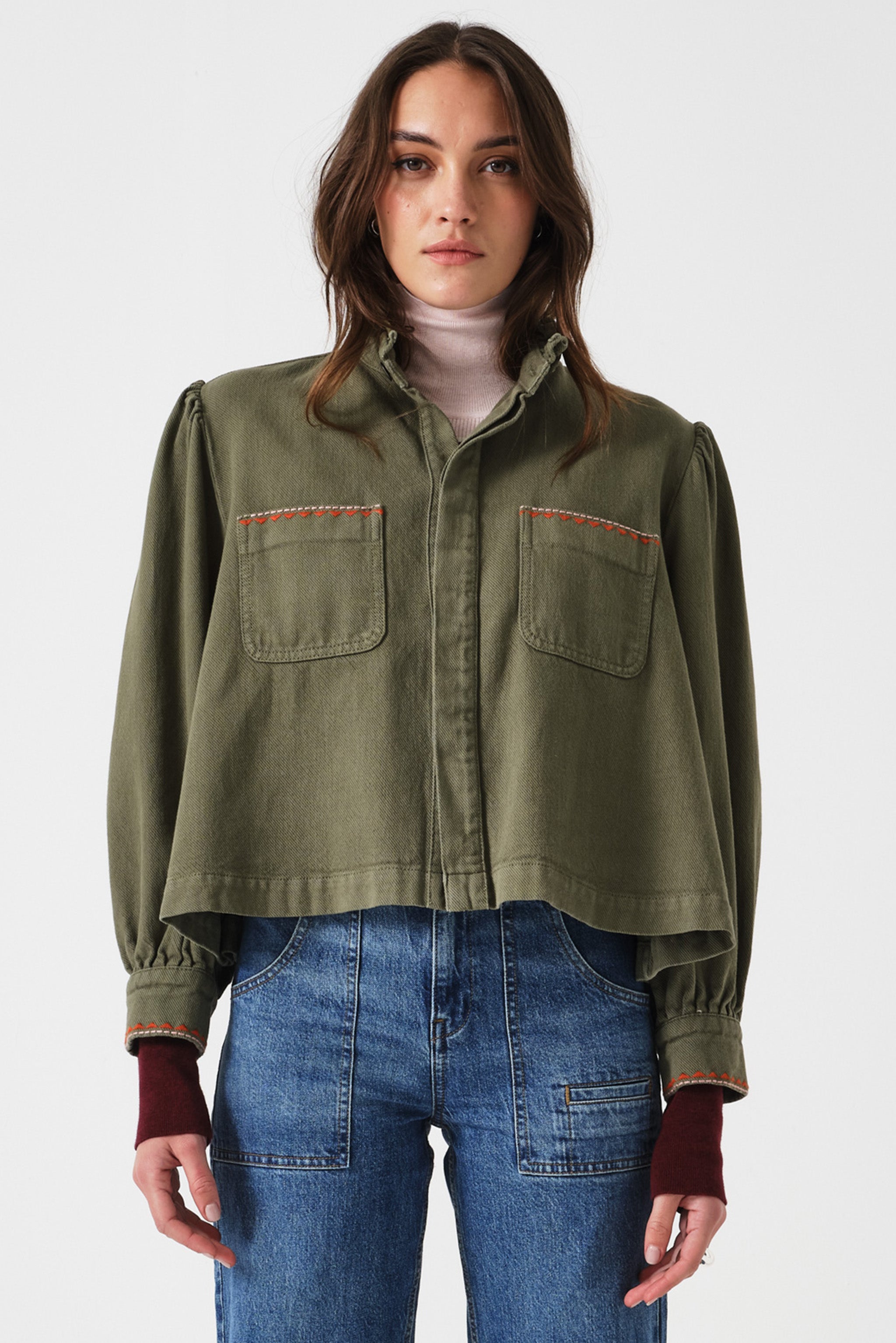 Ziggy Cropped Jacket in Khaki