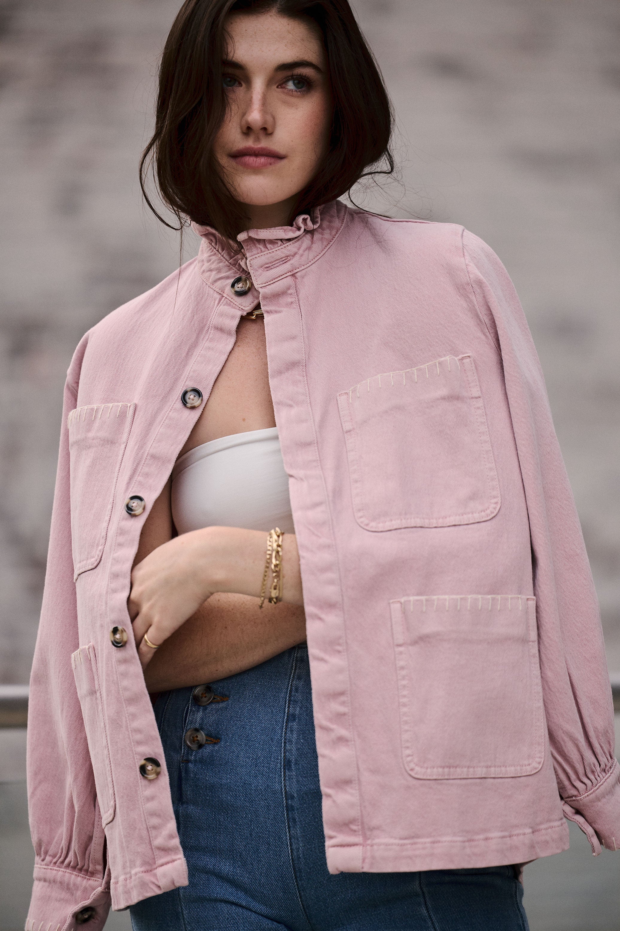 Pablo Denim Jacket in Dusty Rose