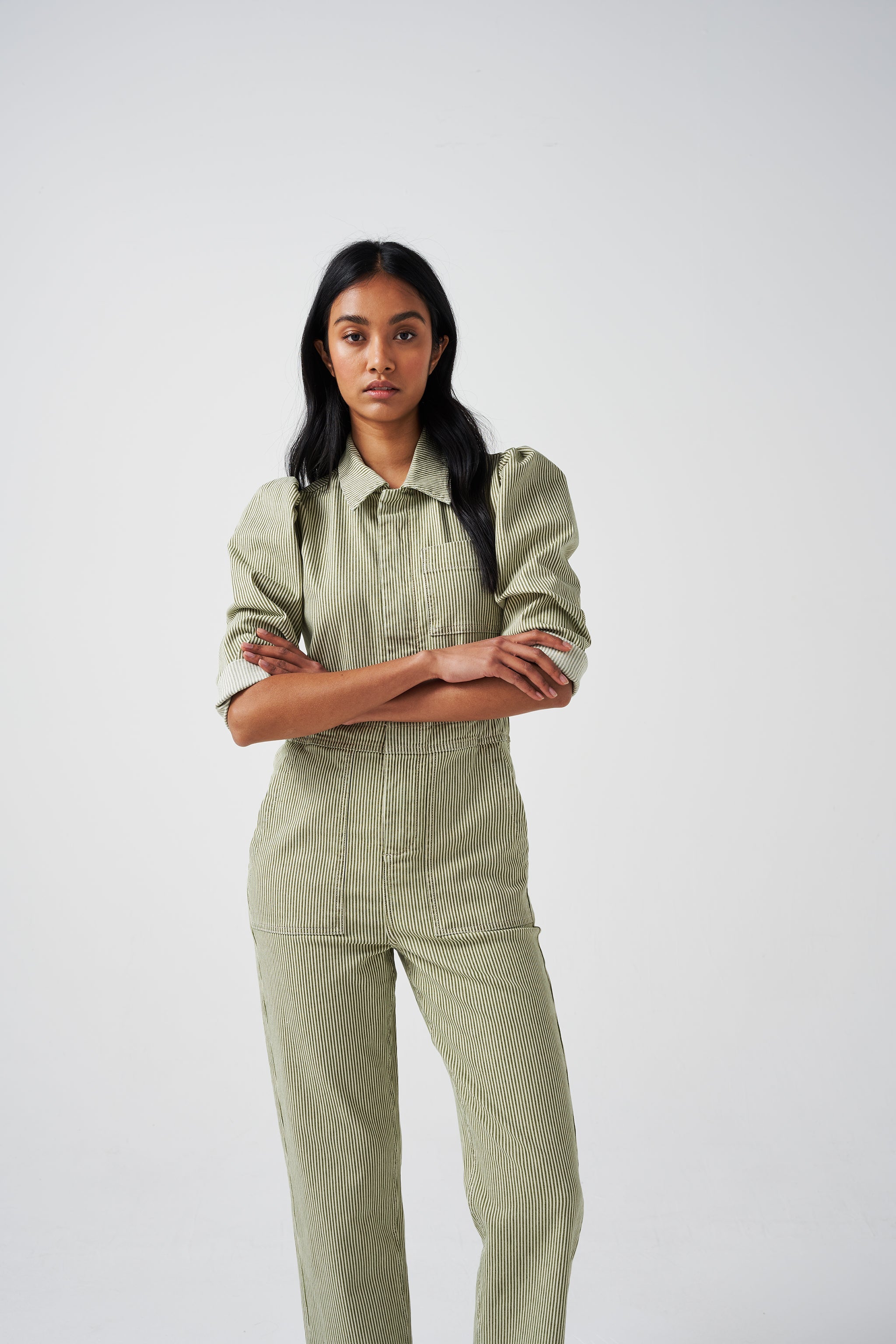 Lorna All In One in Khaki Stripe