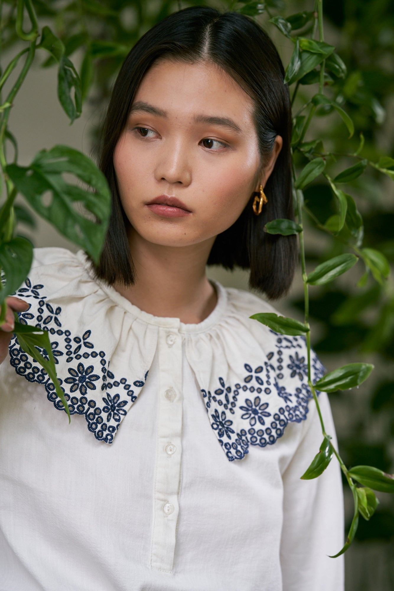 Dylan Blouse in Ecru Denim - seventy + mochi