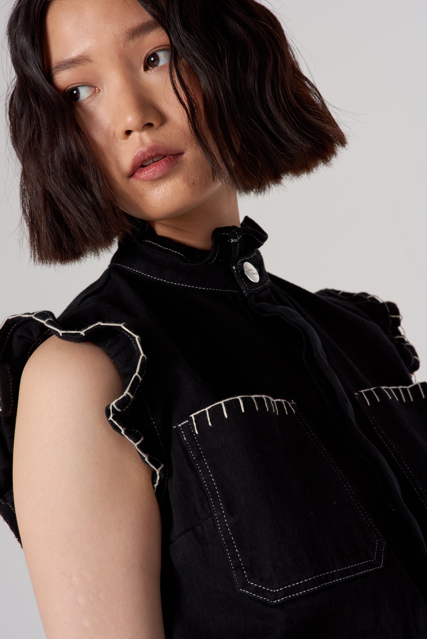 Pablo Waistcoat in Black Denim - seventy + mochi