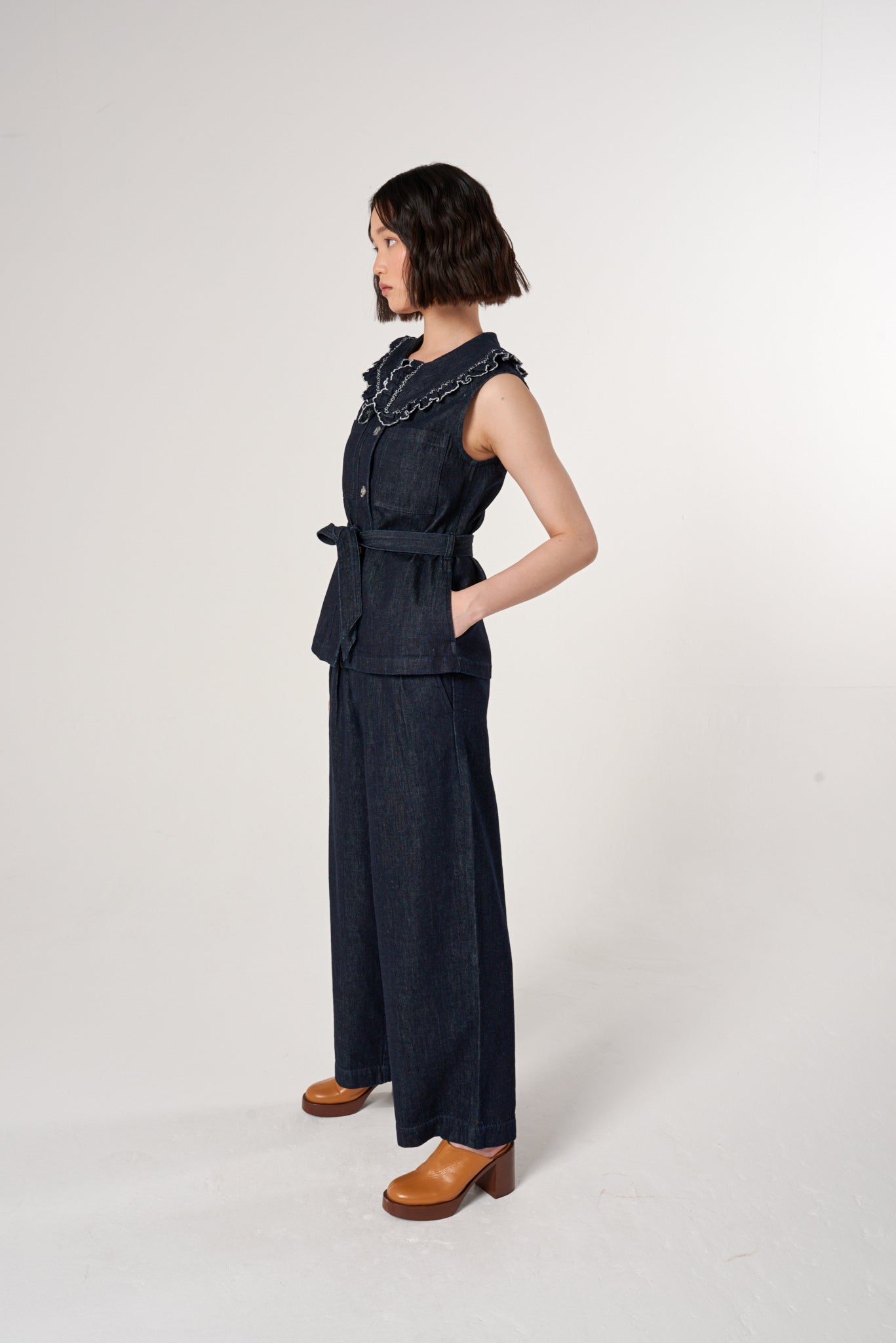 Penelope Pant in Indigo Rinse Hemp - seventy + mochi