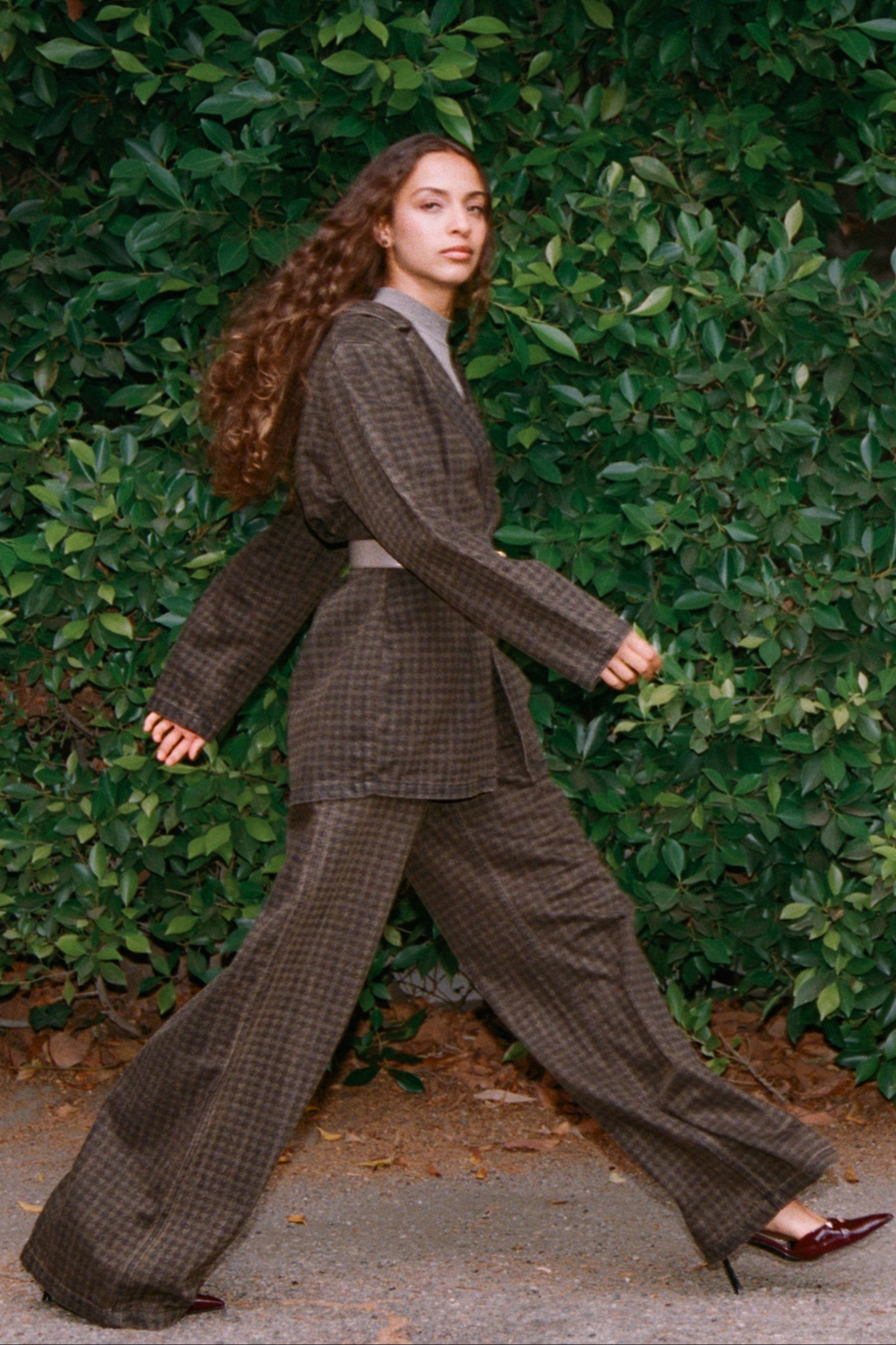 Bay Wide Leg Jean in Houndstooth Cacao