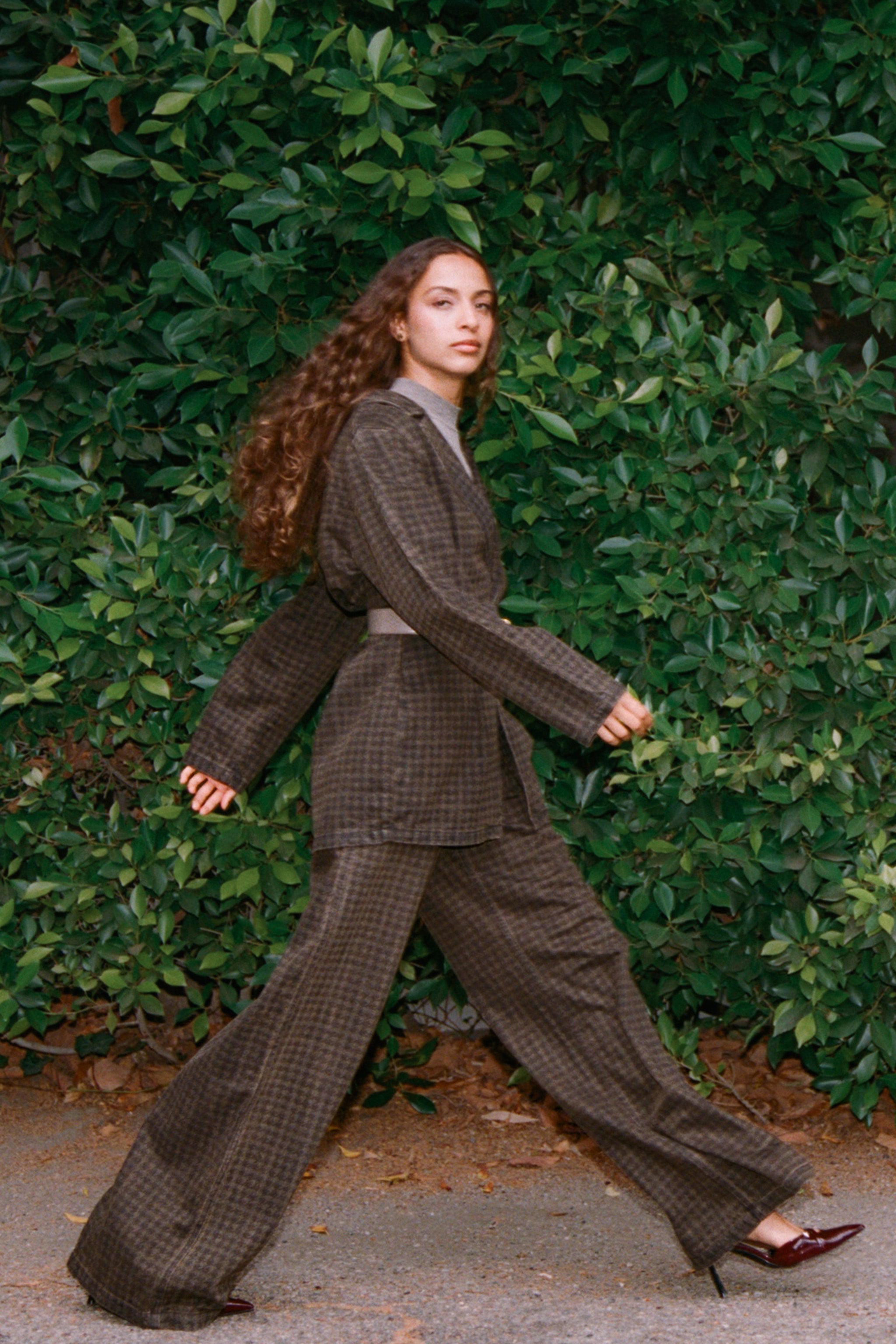 Bay Wide Leg Jean in Houndstooth Cacao