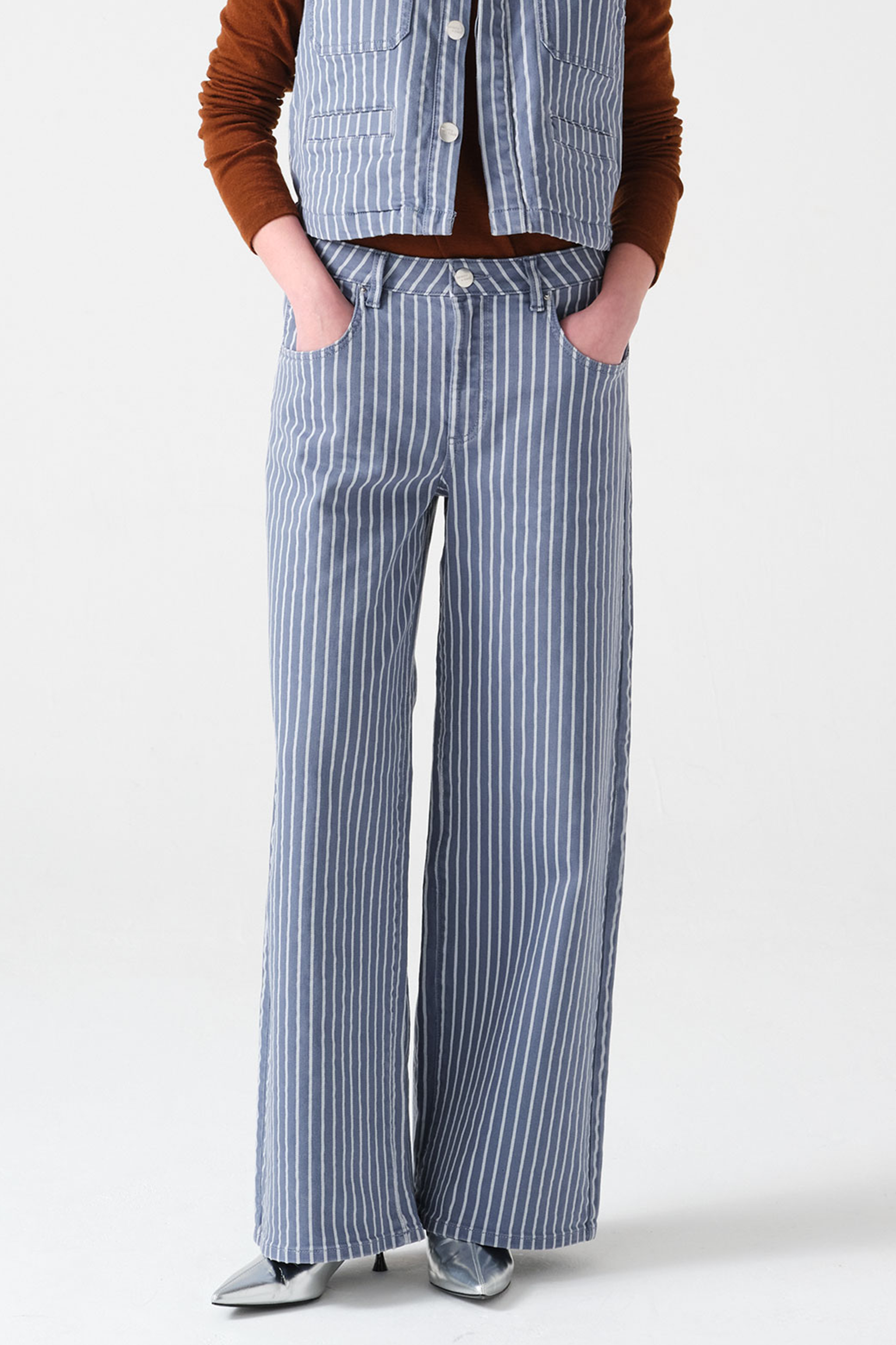 Gracie Jean in Washed Denim Wide Stripe