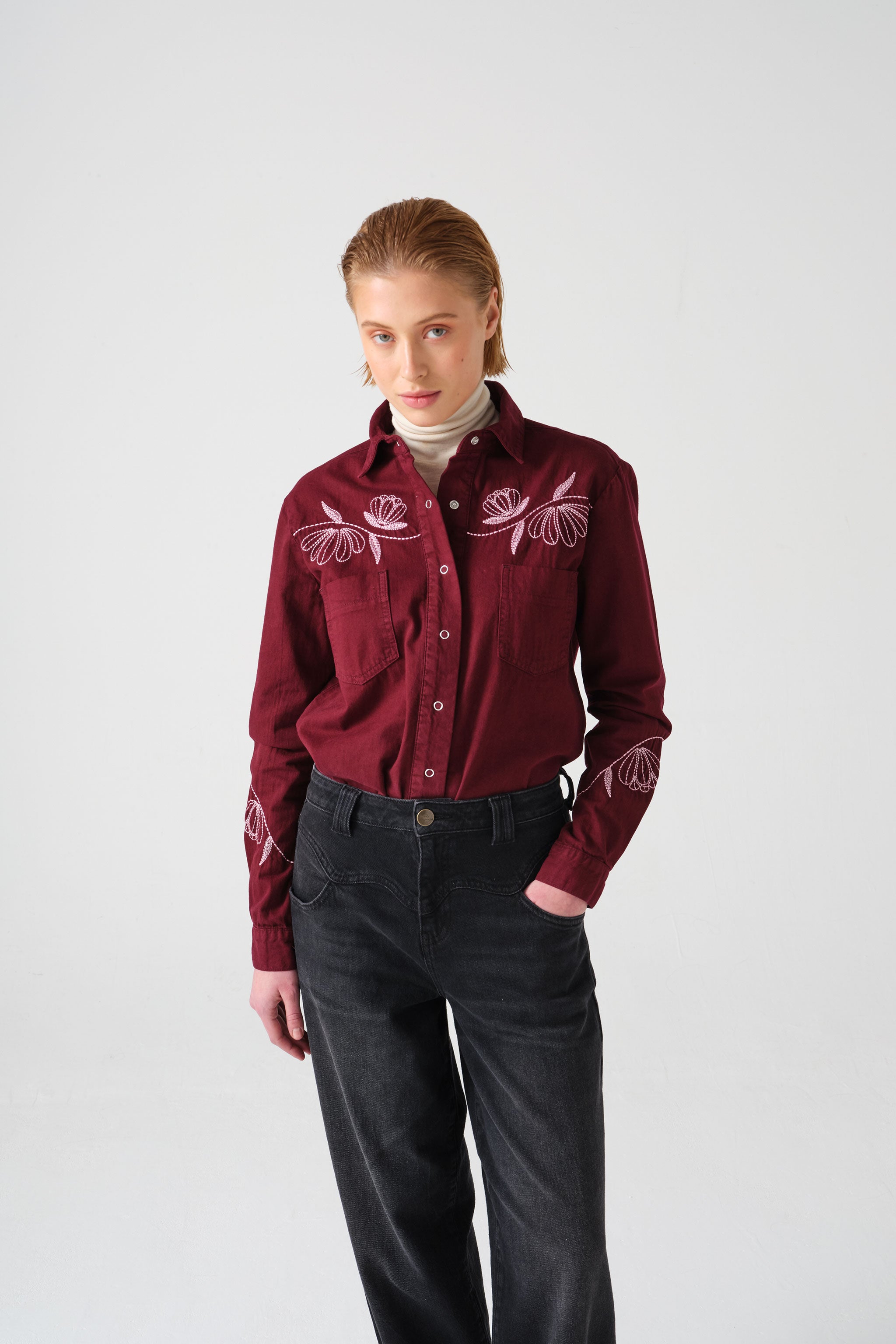 Flor Ray Shirt in Burgundy