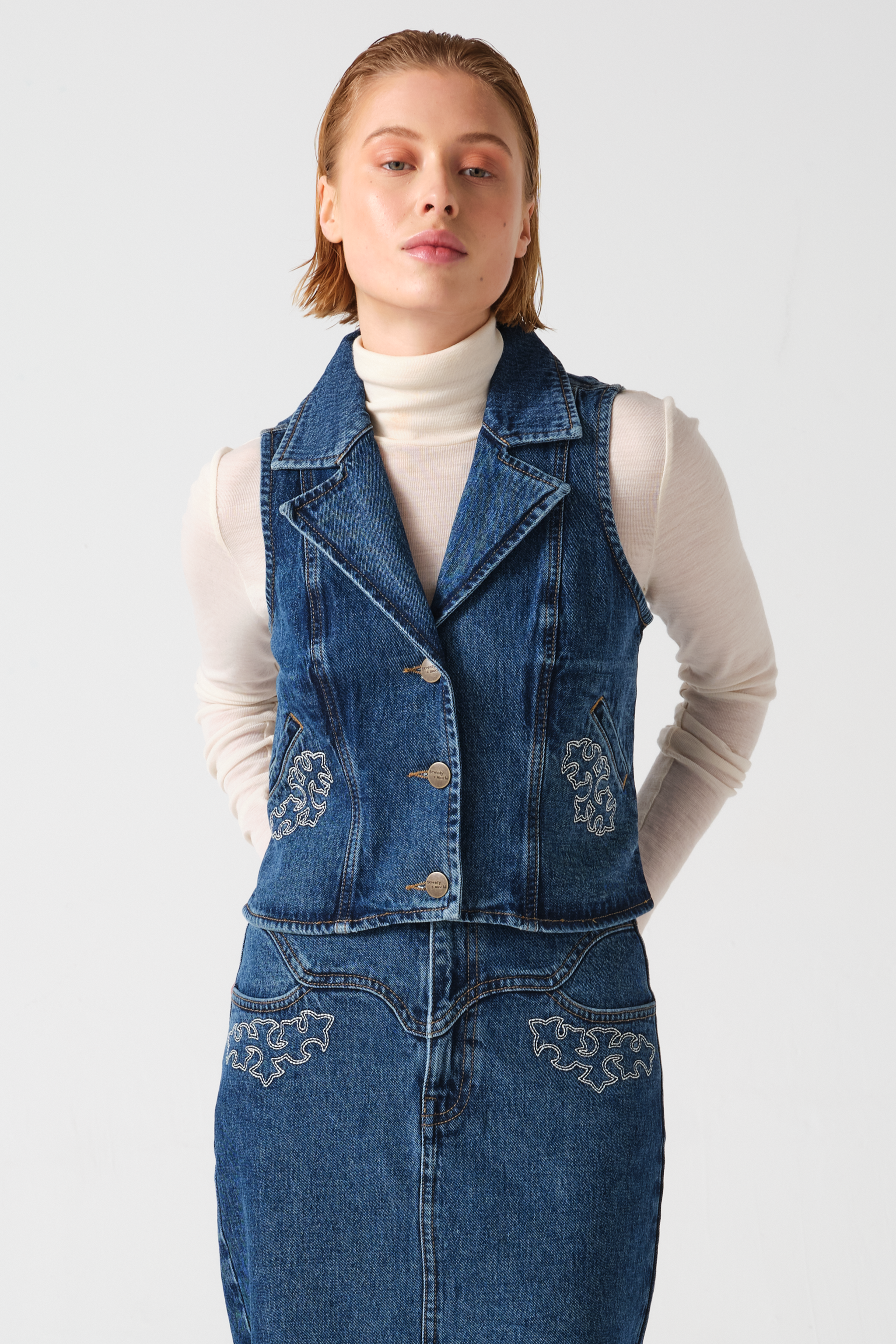 Embroidered Mia Vest in Idaho Vintage