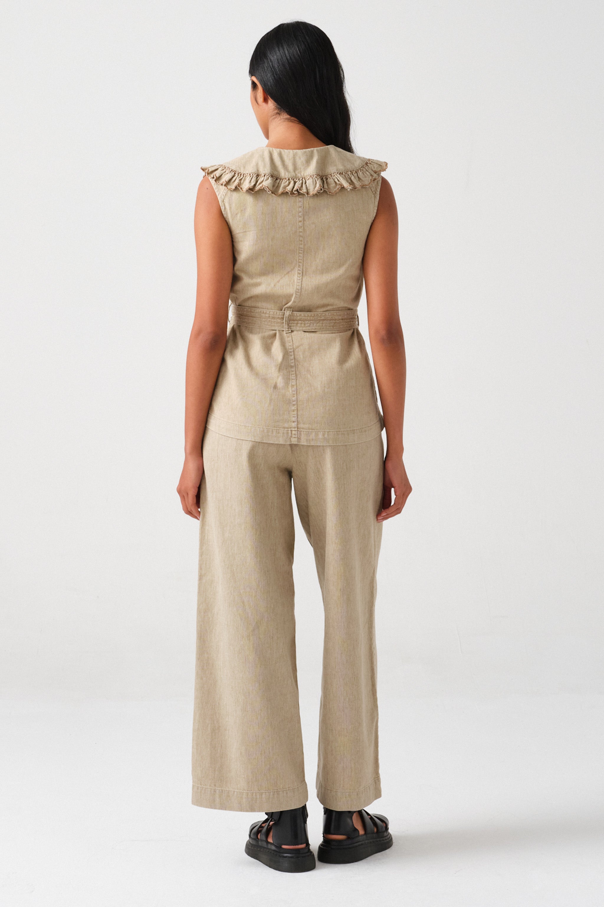 Penelope Pant in Sand Linen