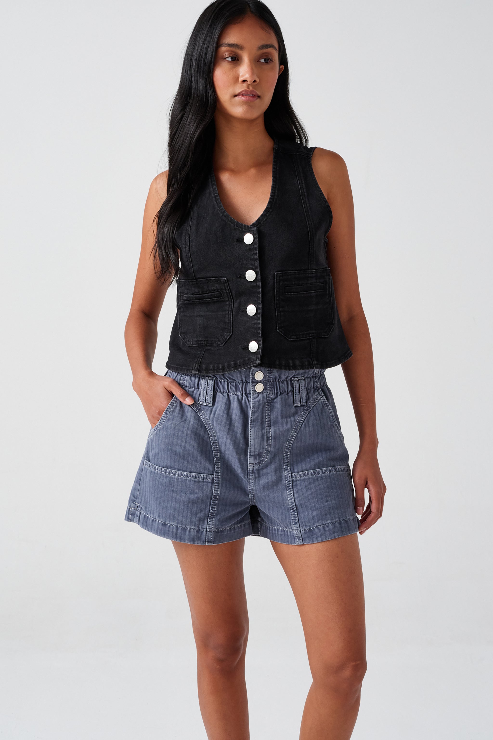 Black shop vest denim