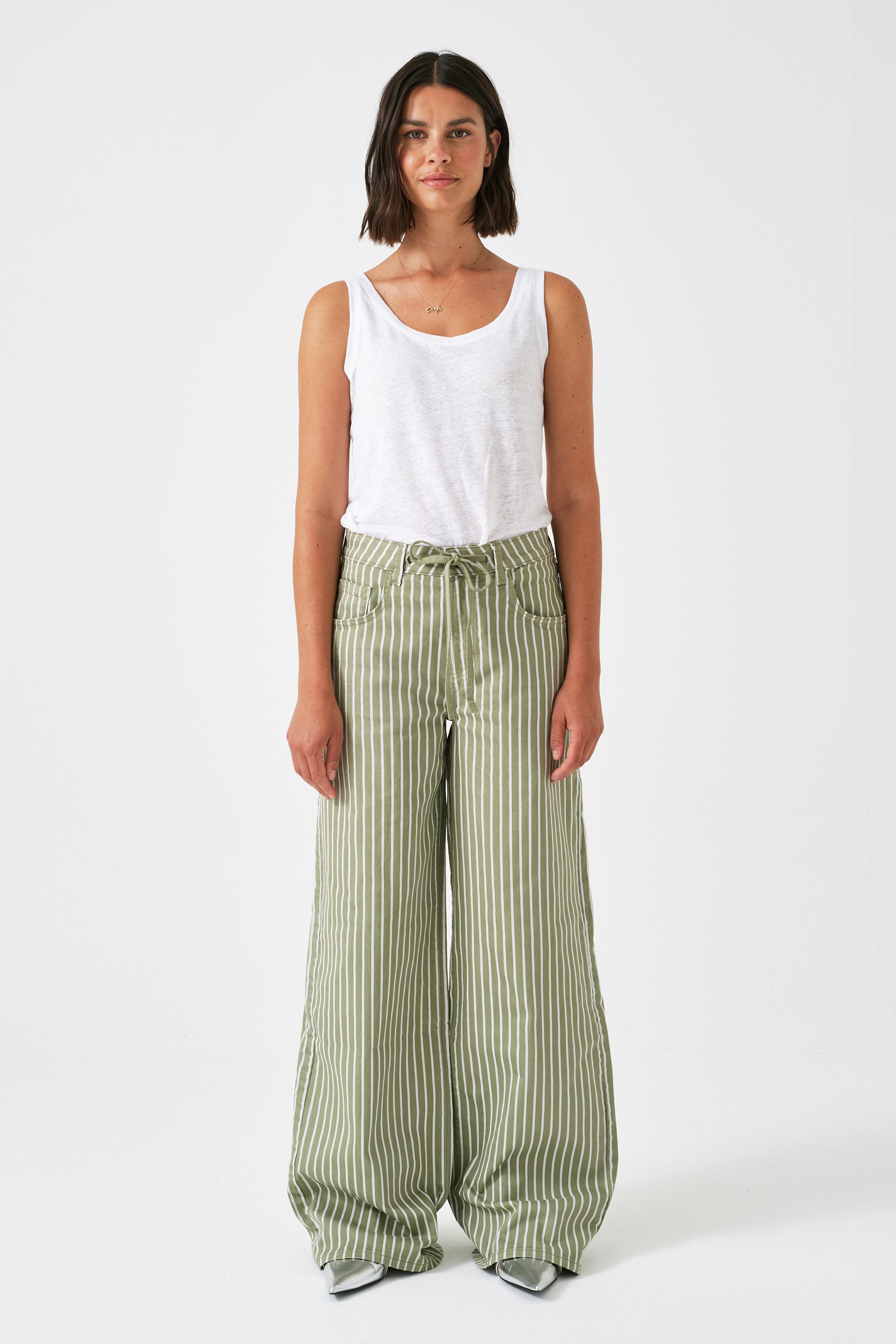 Blake Jean in Vintage Moss Wide Stripe