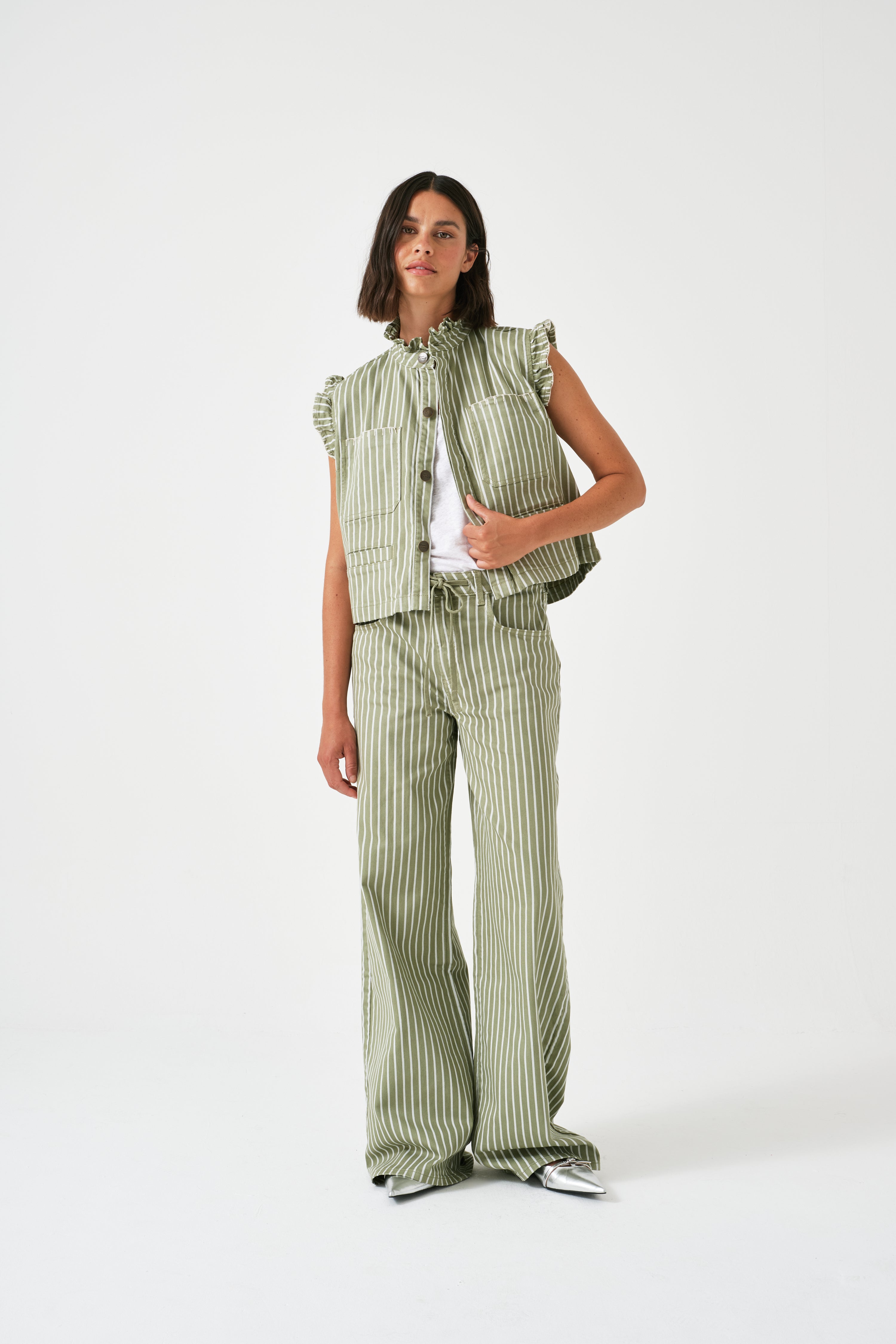 Blake Jean in Vintage Moss Wide Stripe