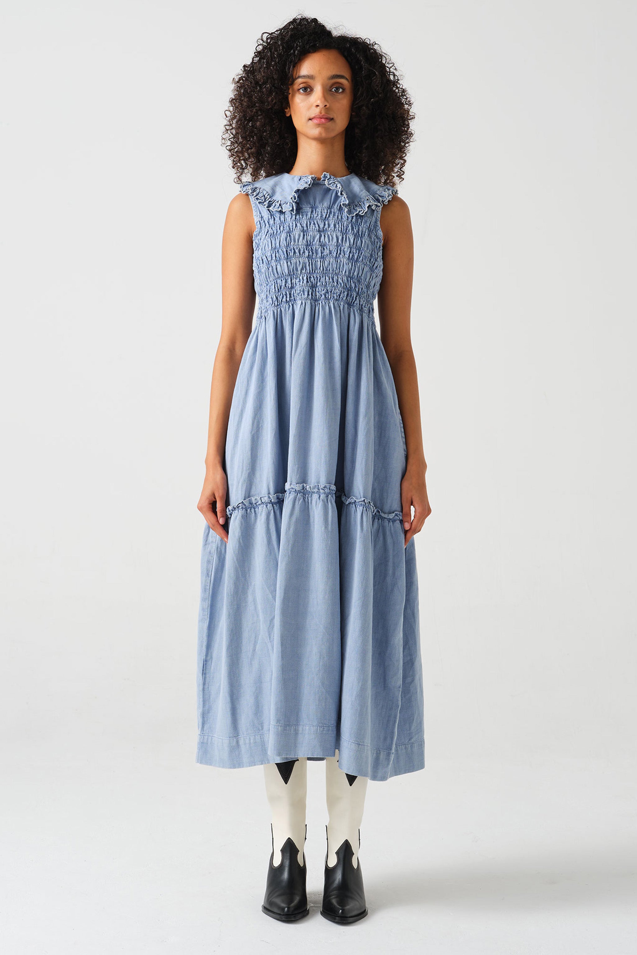 Sky Dress in Chambray Blue