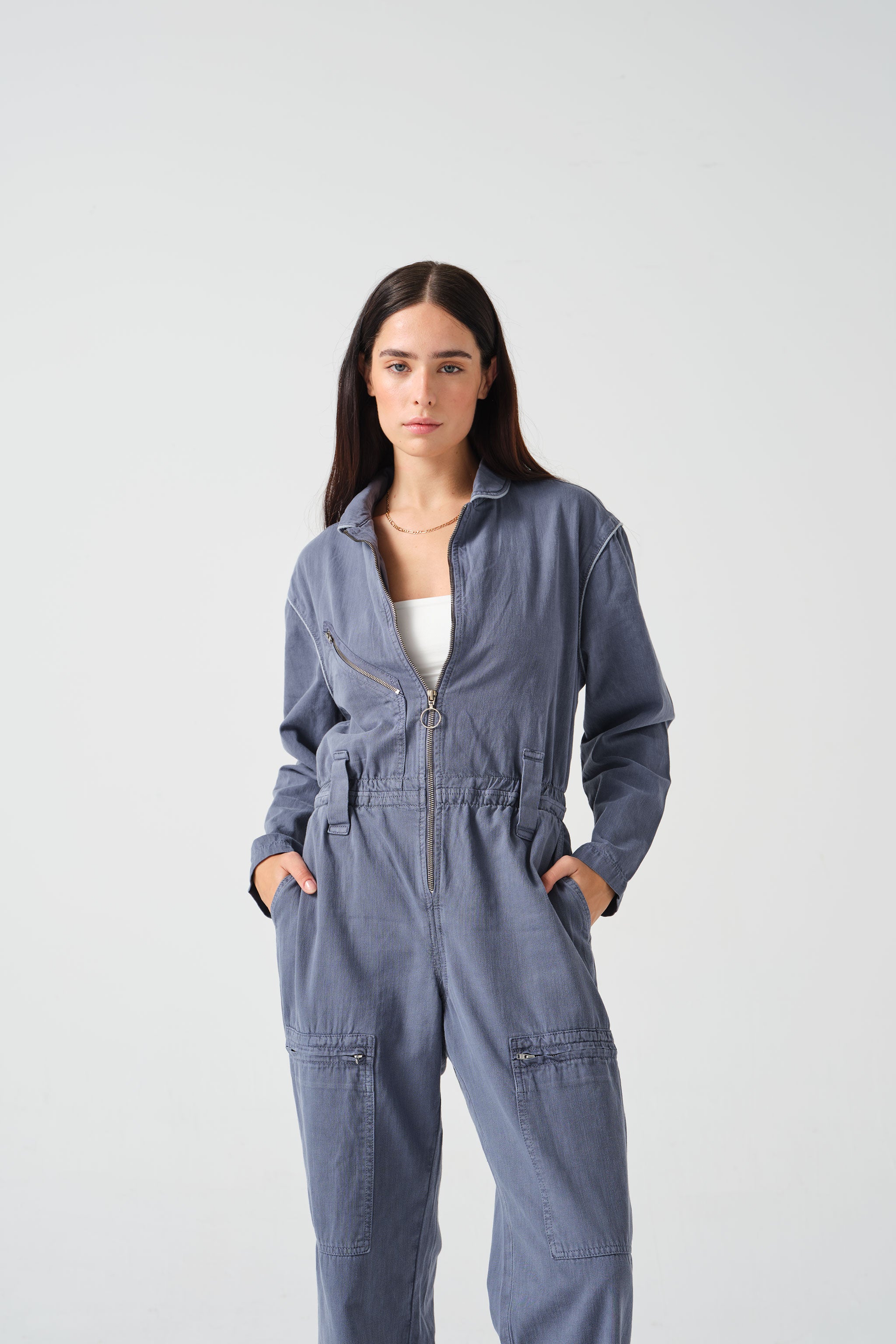 Amelia All in One in Washed Denim