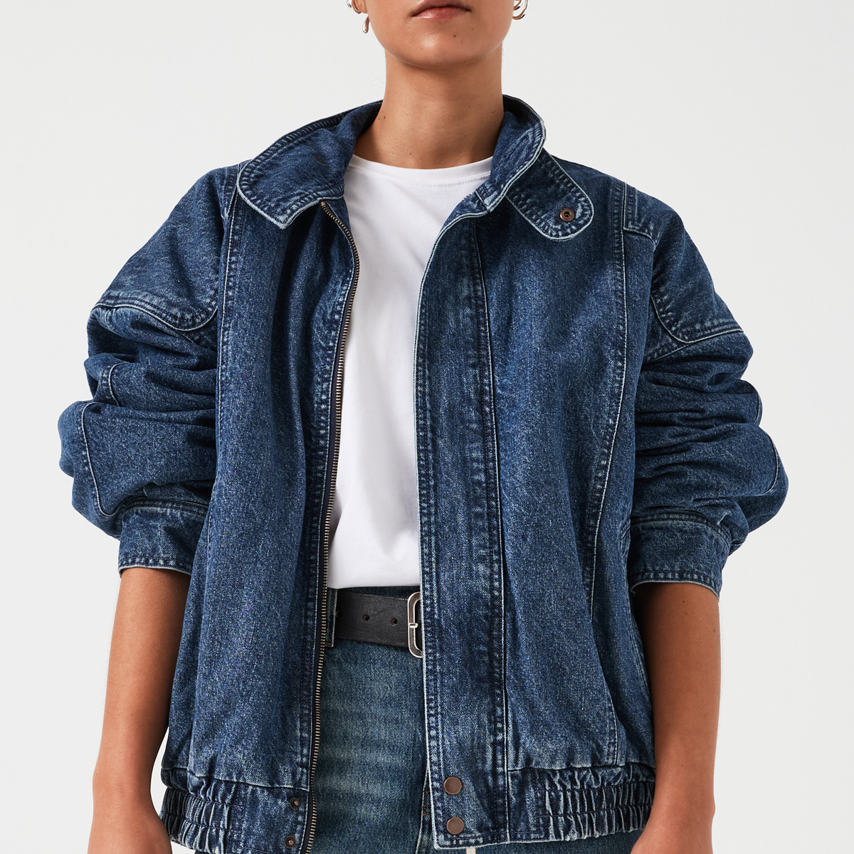 Juno Oversized Denim Bomber Jacket in Arizona Juno Oversized Denim Bomber Jacket in Arizona