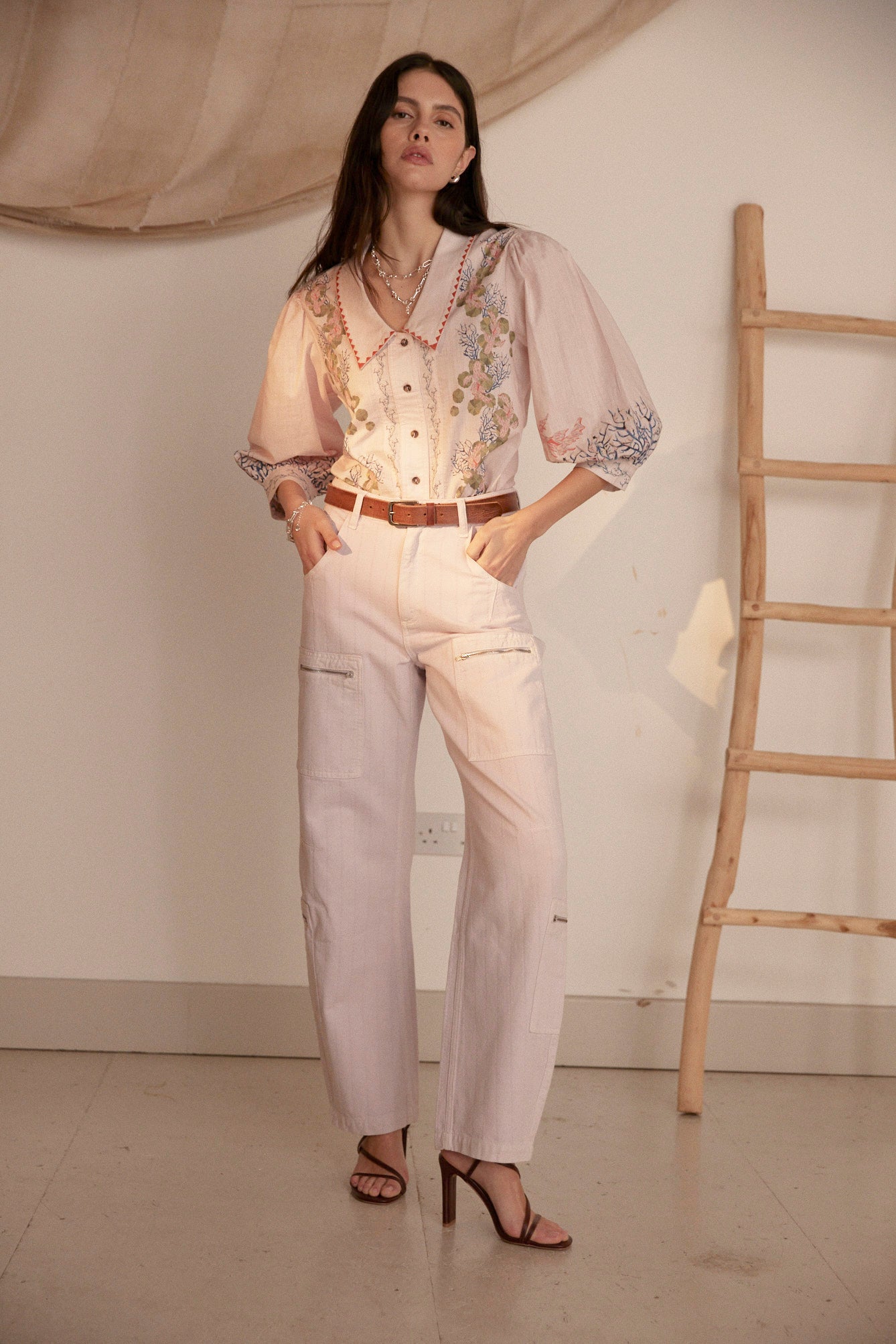 Zena Blouse in Indigo Coral