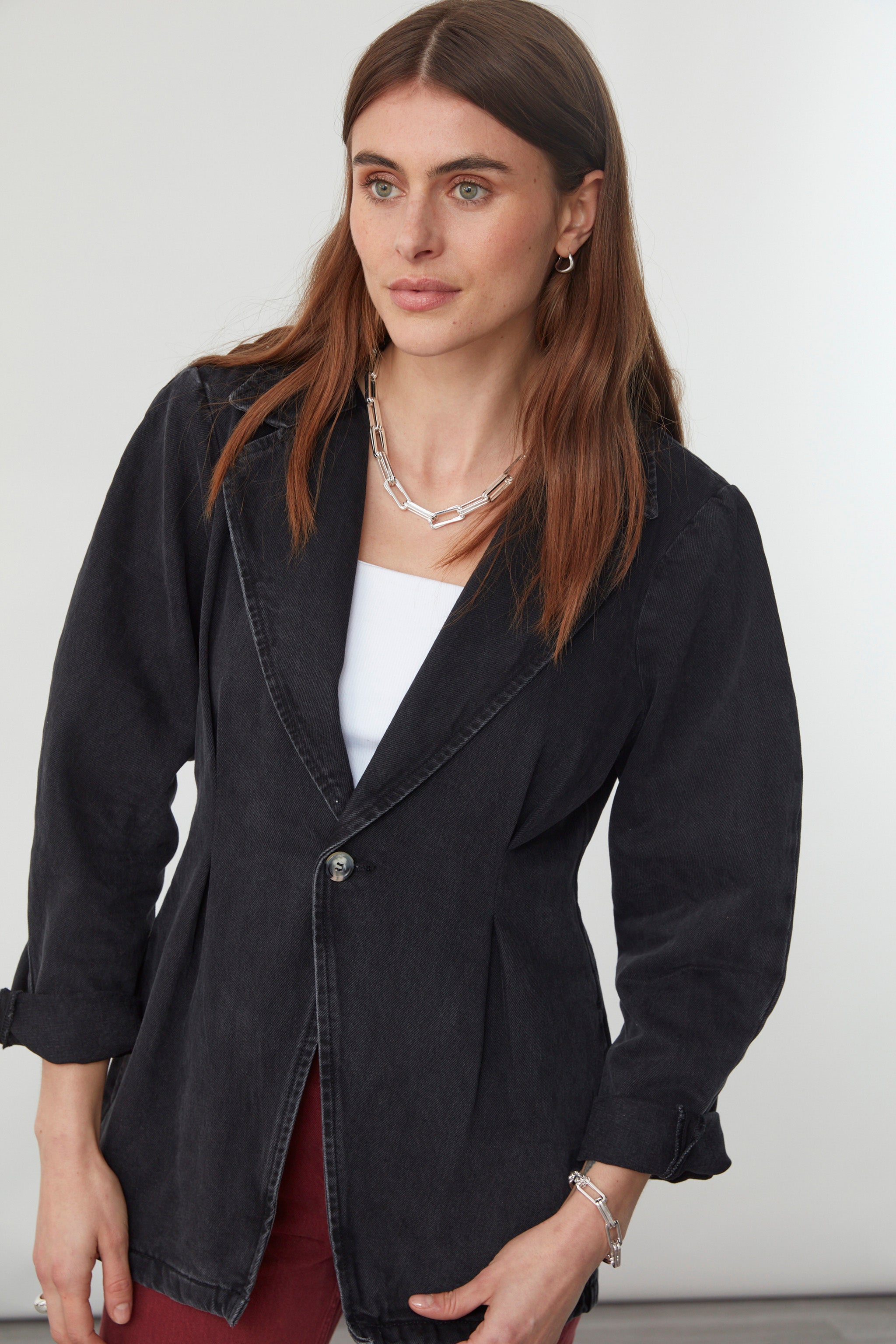 Bette Tailored Denim Jacket in Fairbanks