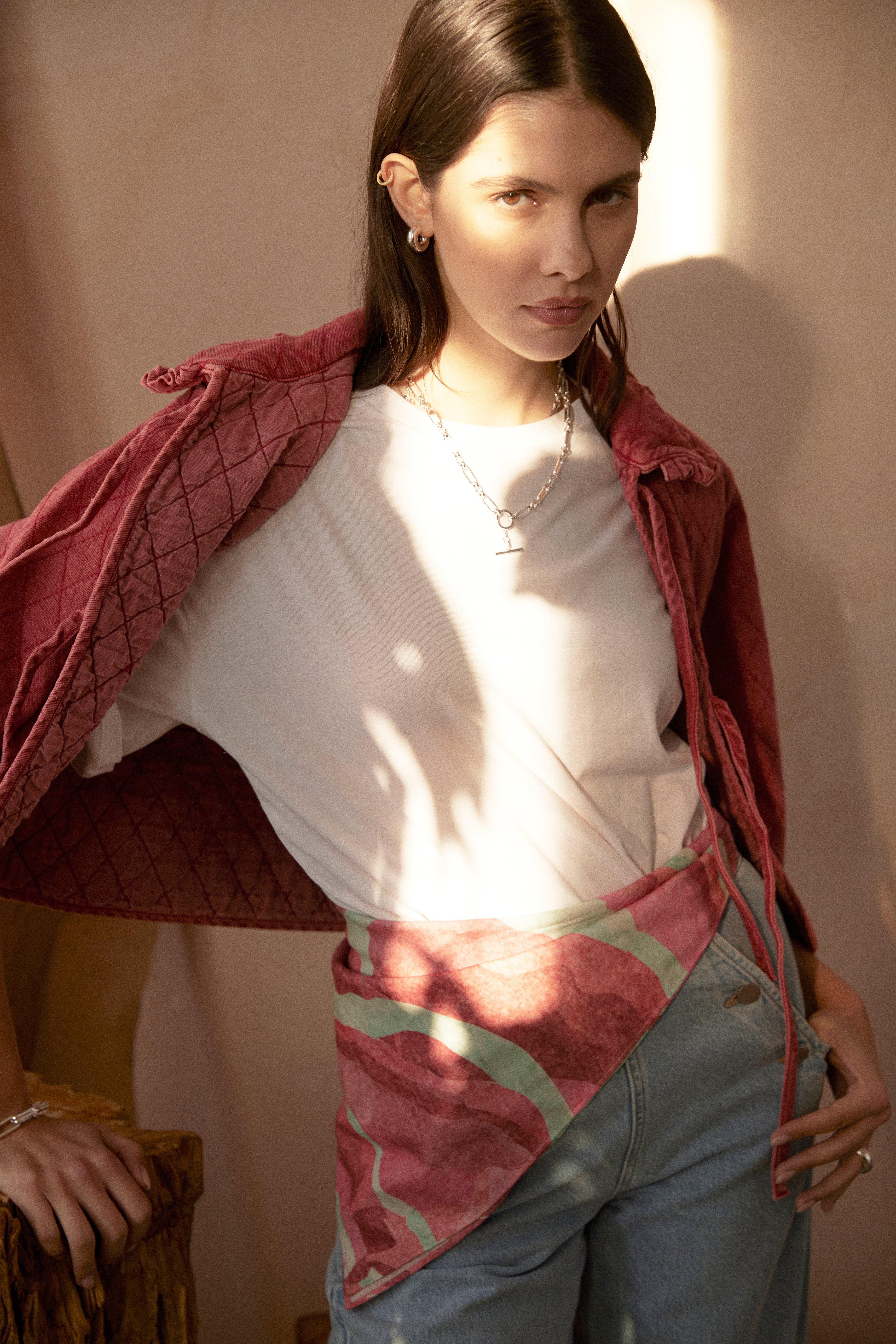 Audrey Headscarf in Rose Coral