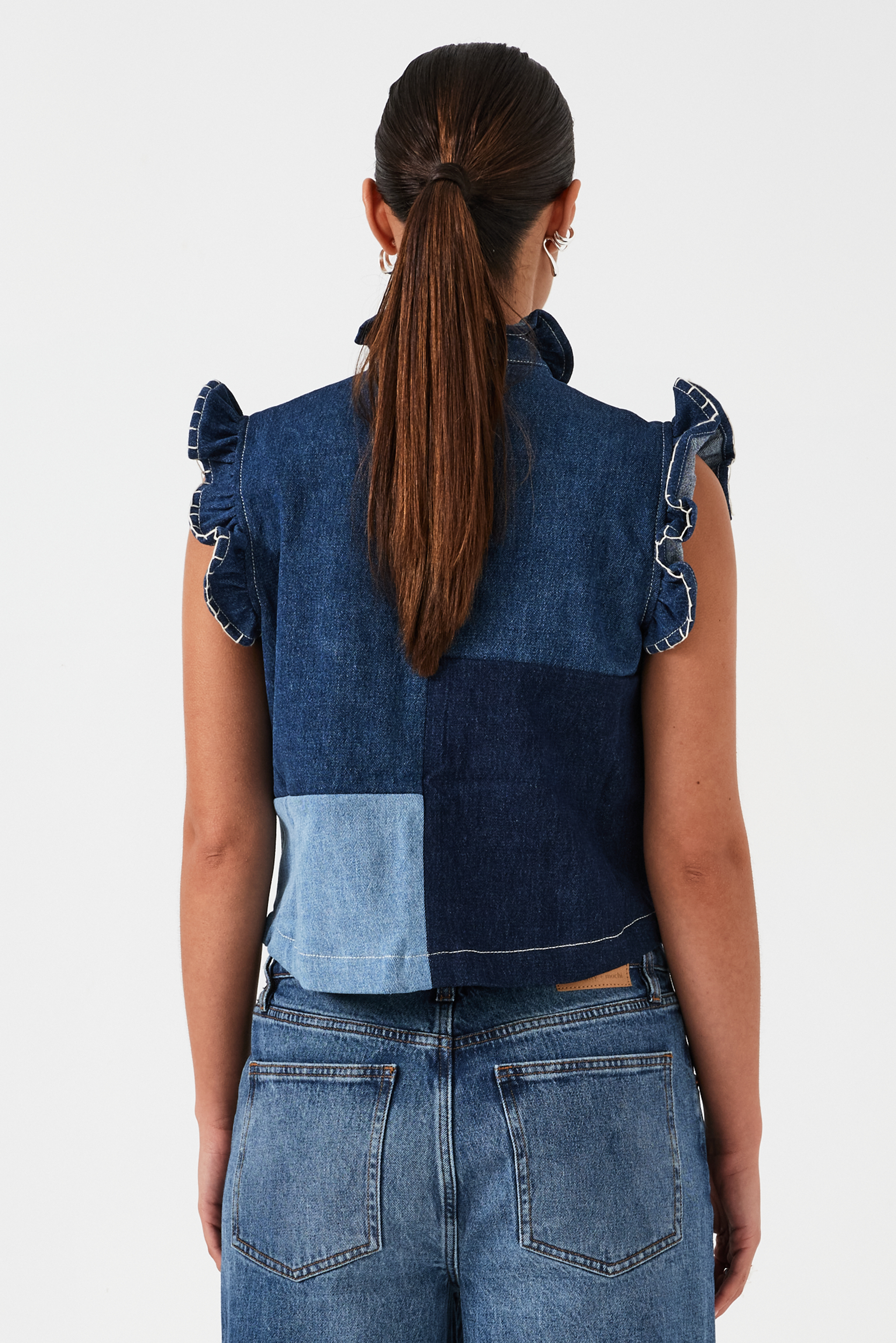 Pablo Vest in Patched Denim