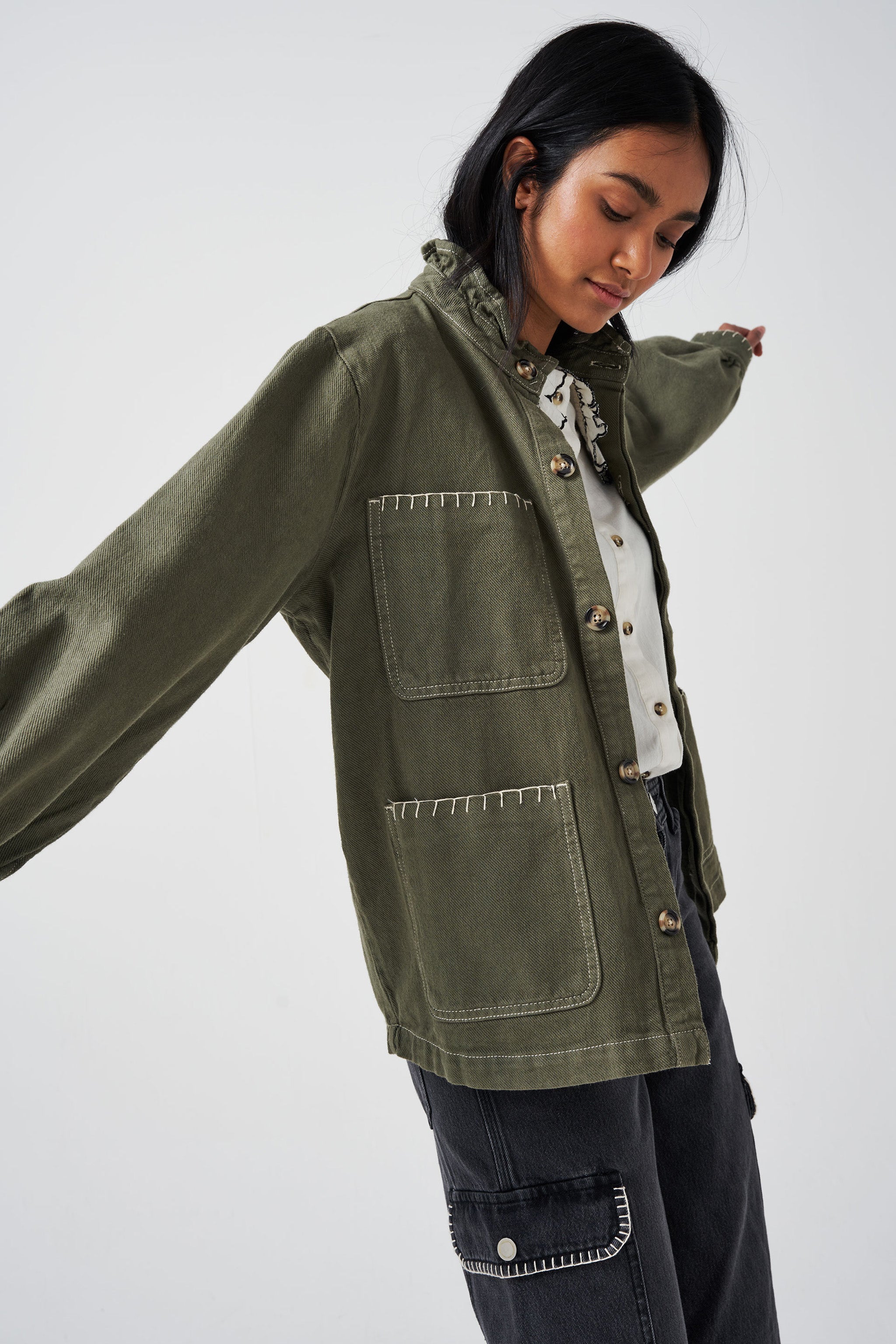 Pablo Denim Jacket in Khaki