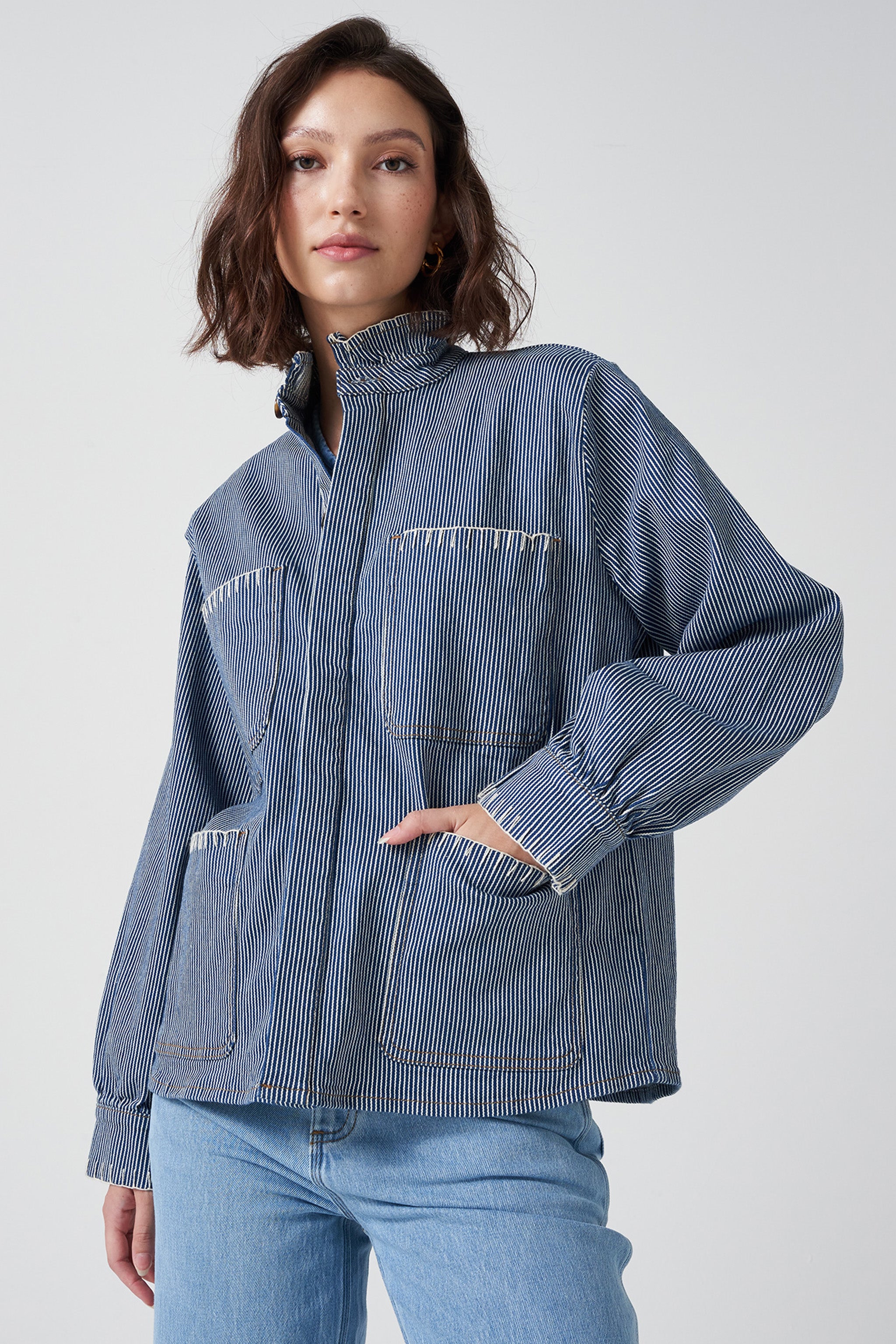 Pablo Denim Jacket in Denim Stripe