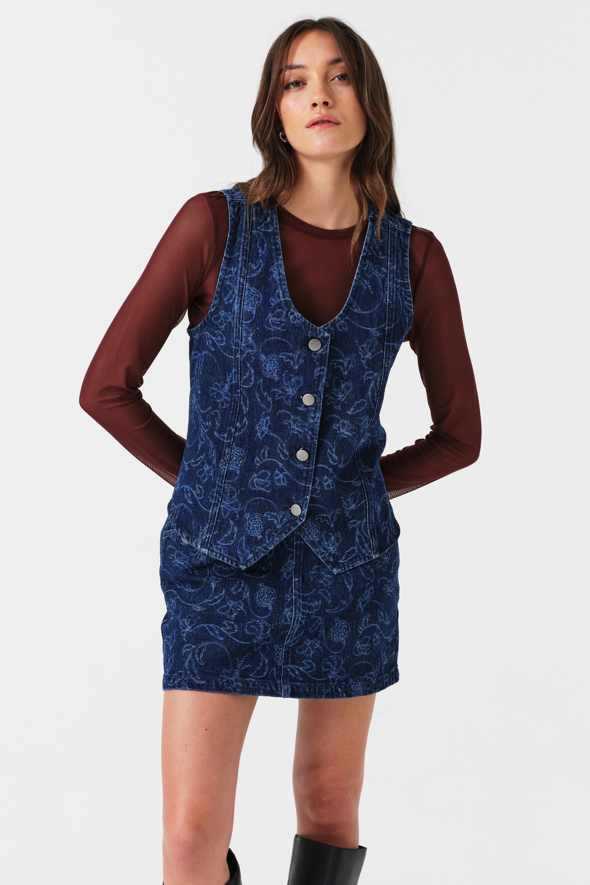 Margot Mini Denim Skirt in Baroque Nightfall