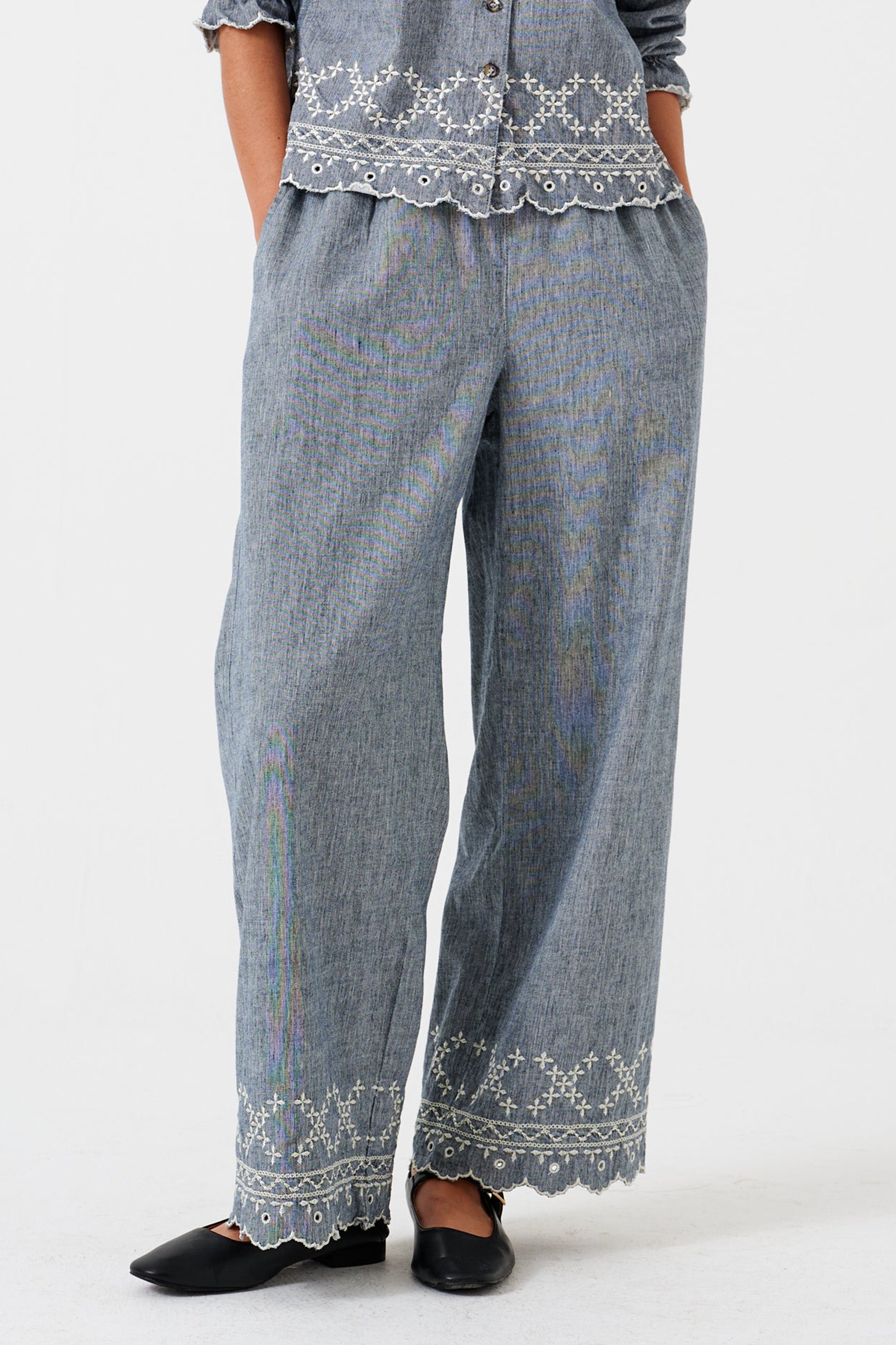 Sophie Pant in Indigo Linen