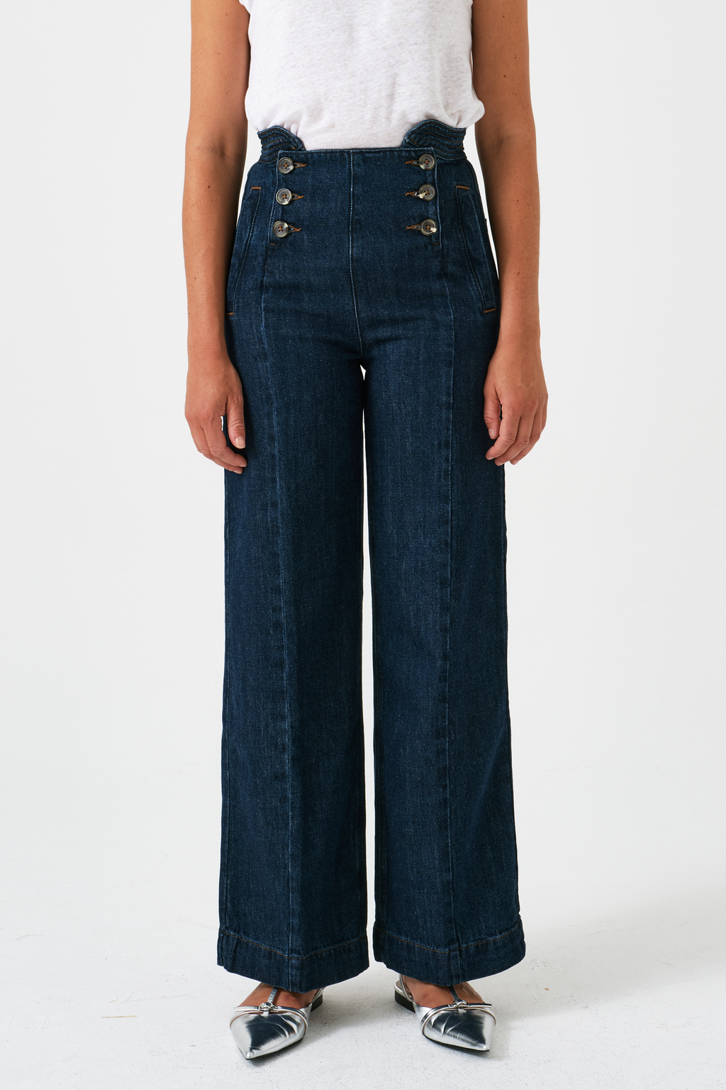 【Anyone more】Mochi Black Washing Denim Wide Pants Anyone more】Mochi Black Washing Denim Wide Pants (Anyone