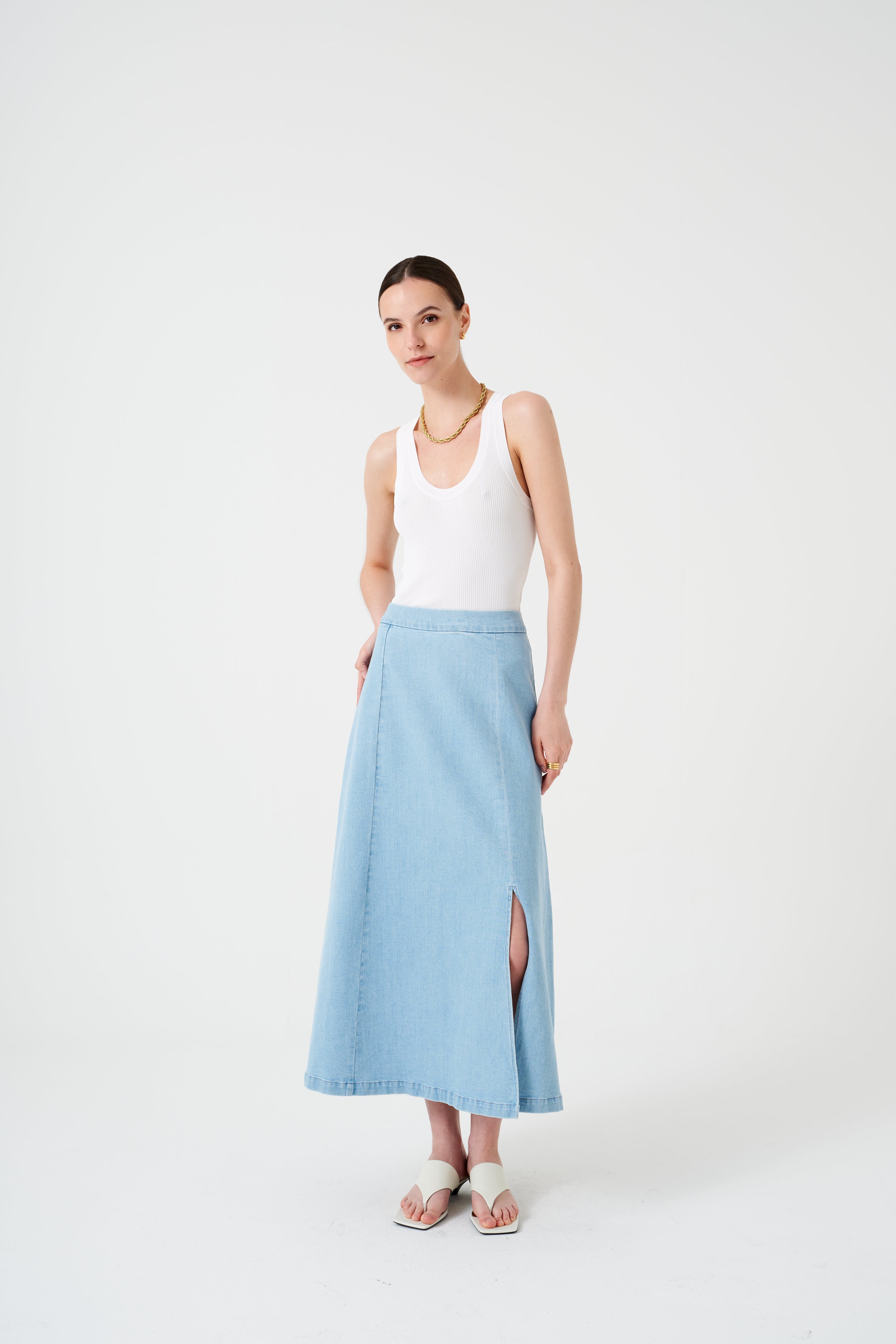 Light blue skirt slip best sale