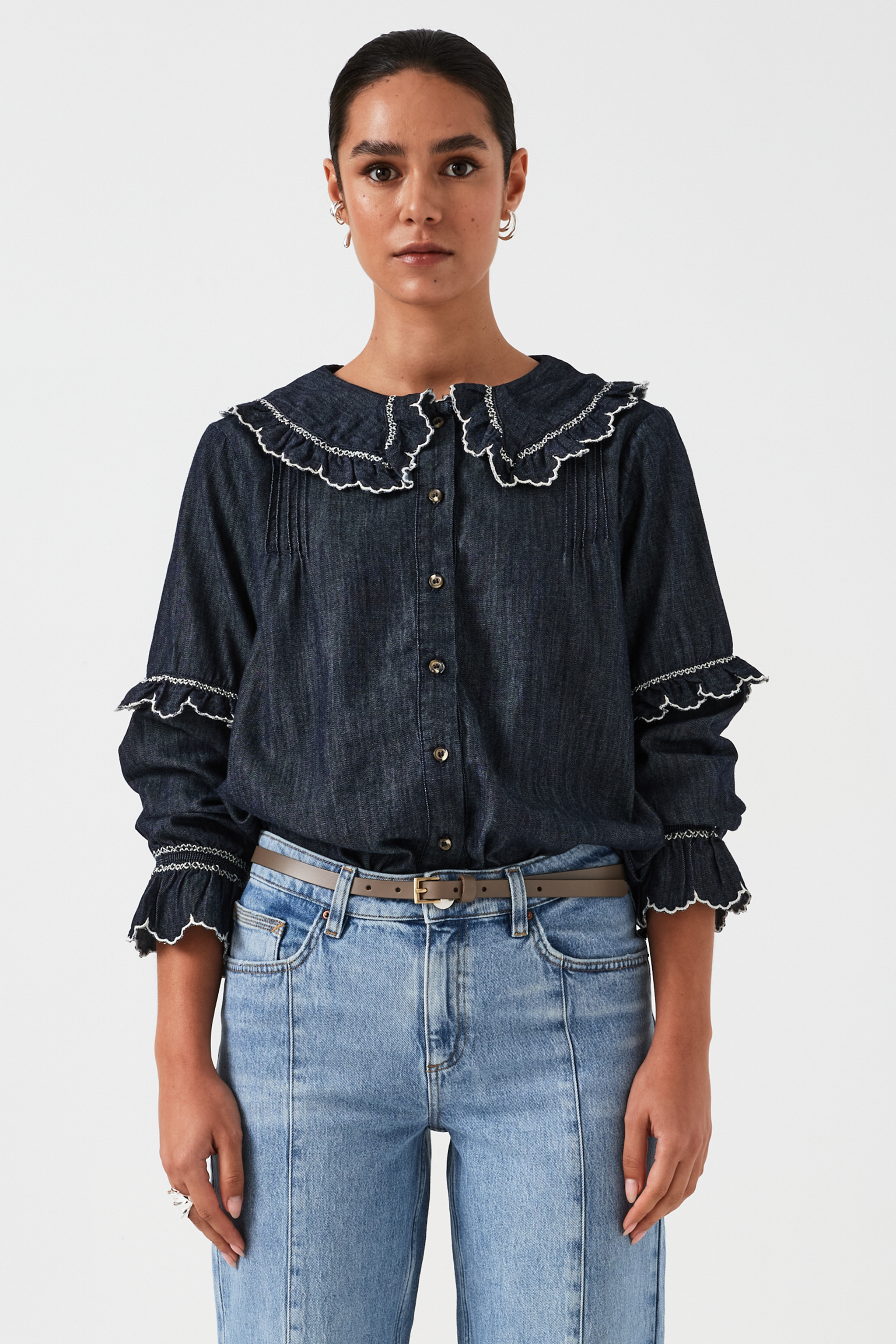 Phoebe Blouse in Indigo Rinse