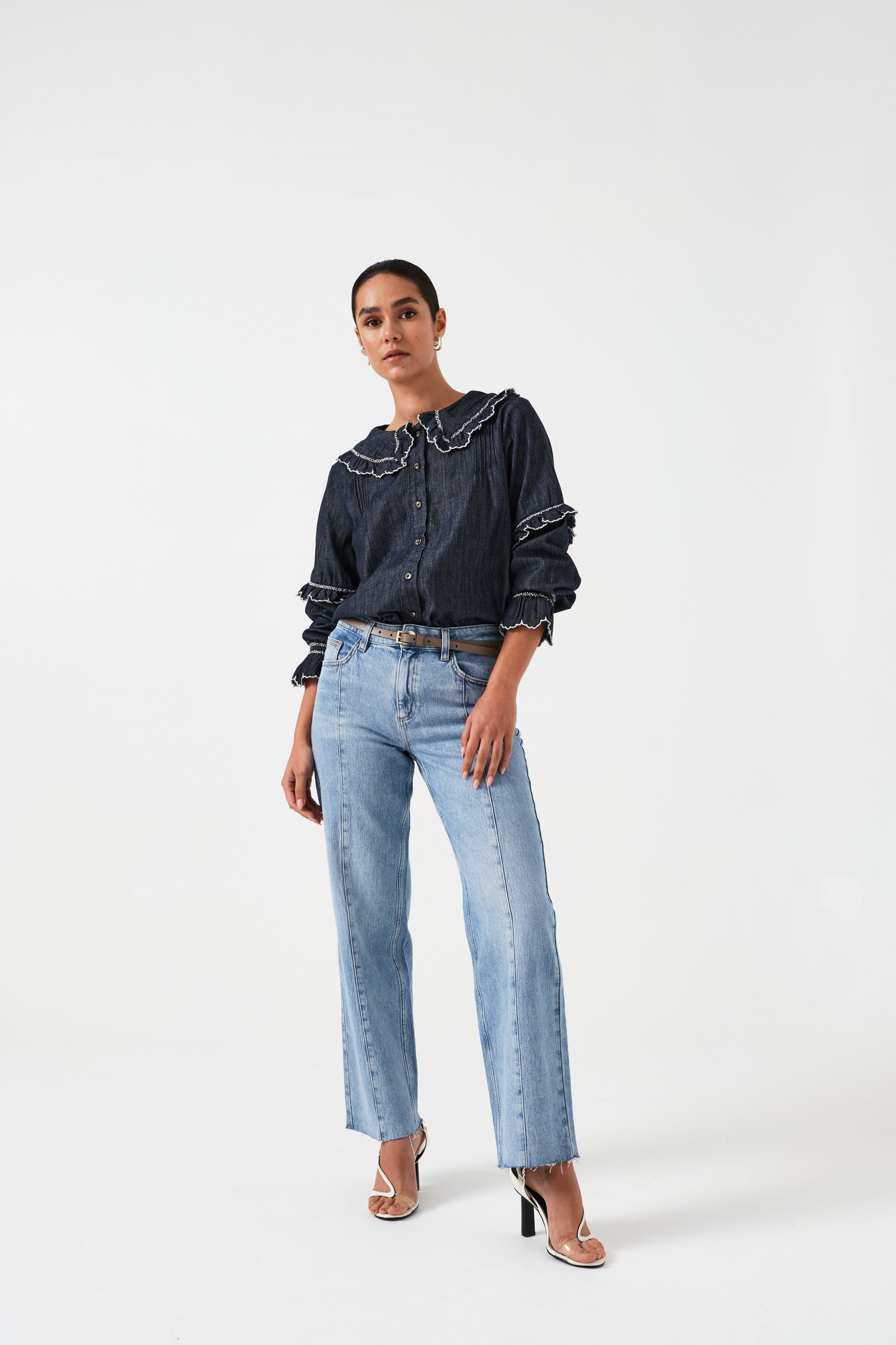 Phoebe Blouse in Indigo Rinse