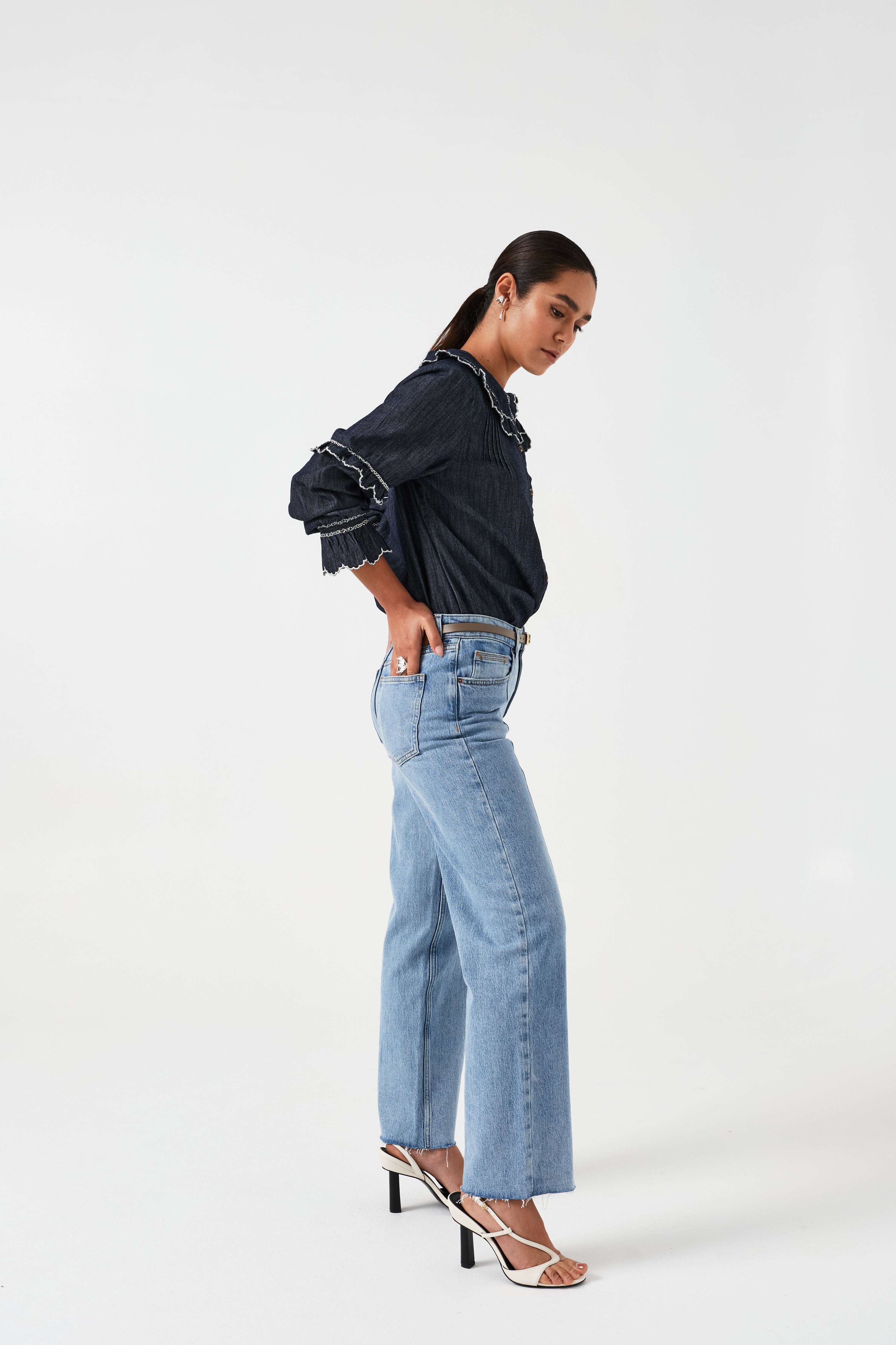 Phoebe Blouse in Indigo Rinse