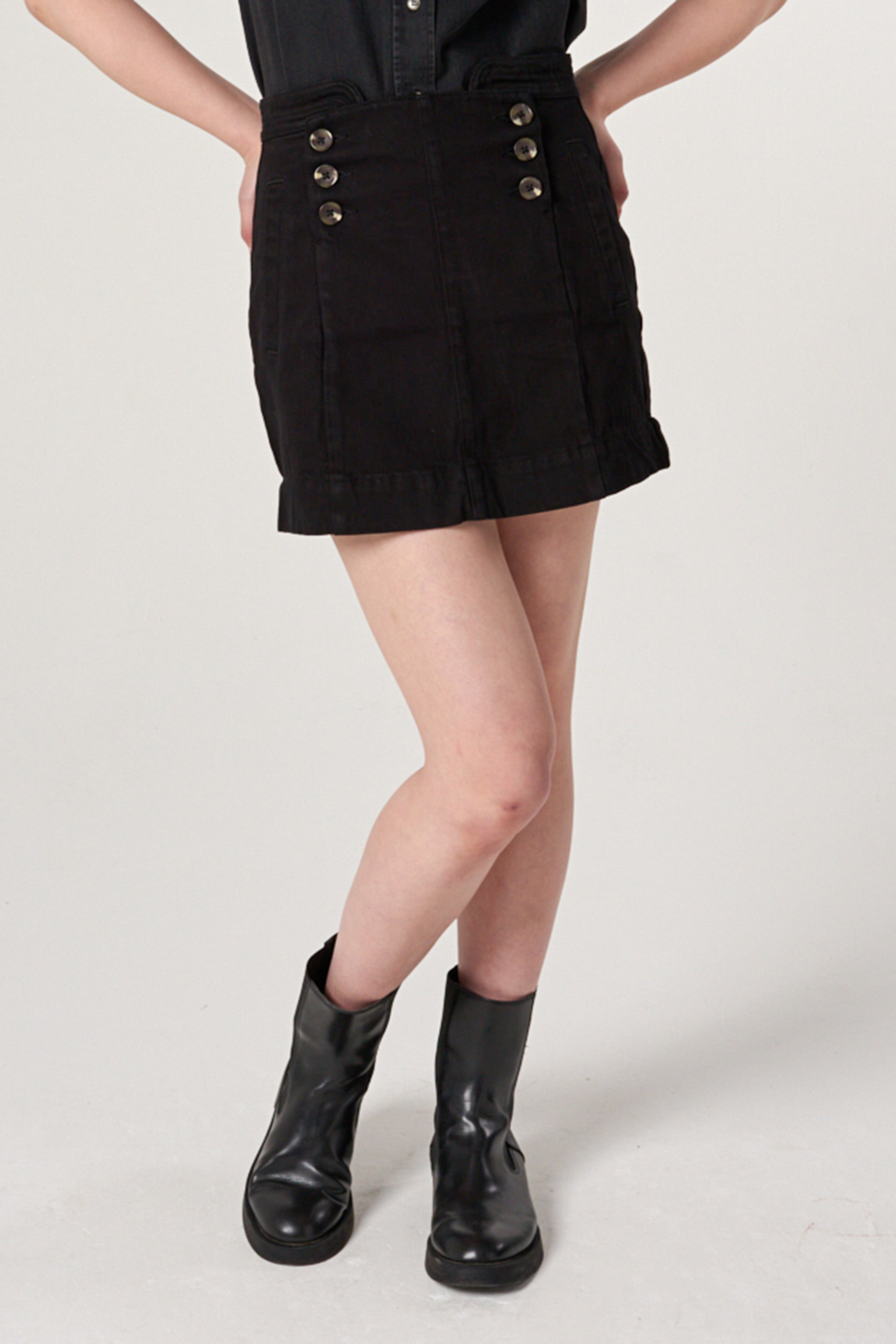 Marie Mini Skirt in Black Denim