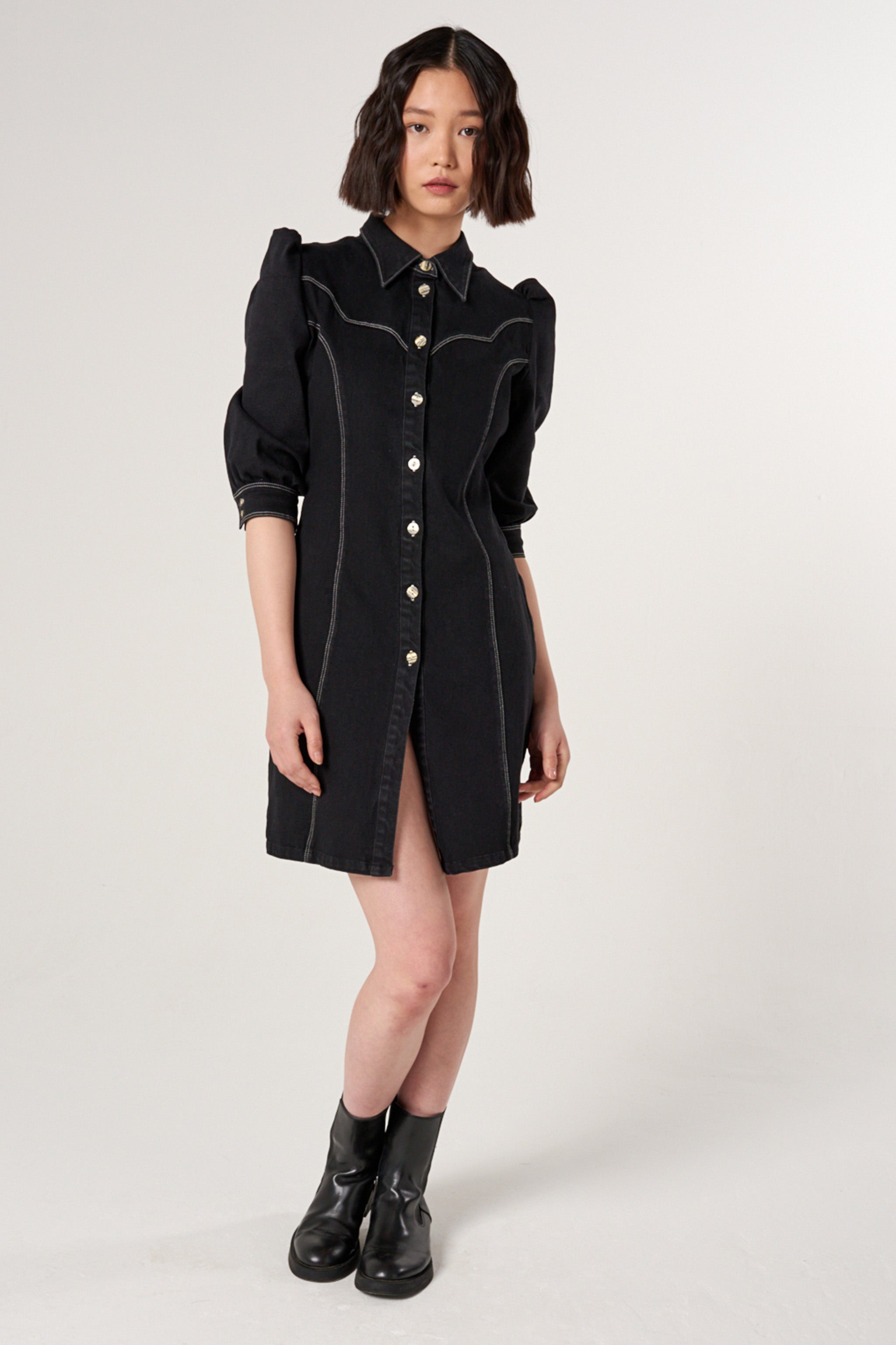Cassidy Dress in Black Denim