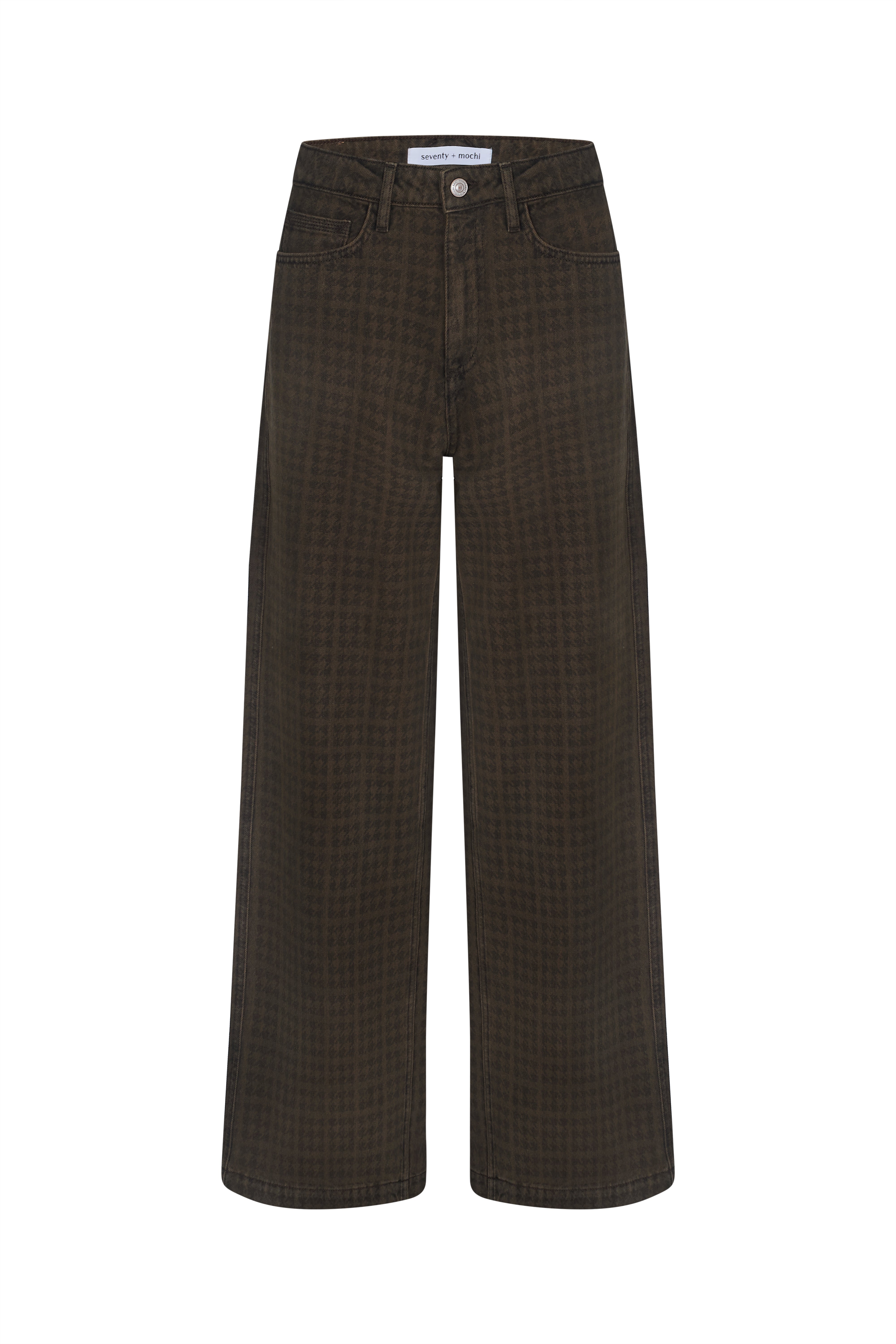 Bay Wide Leg Jean in Houndstooth Cacao
