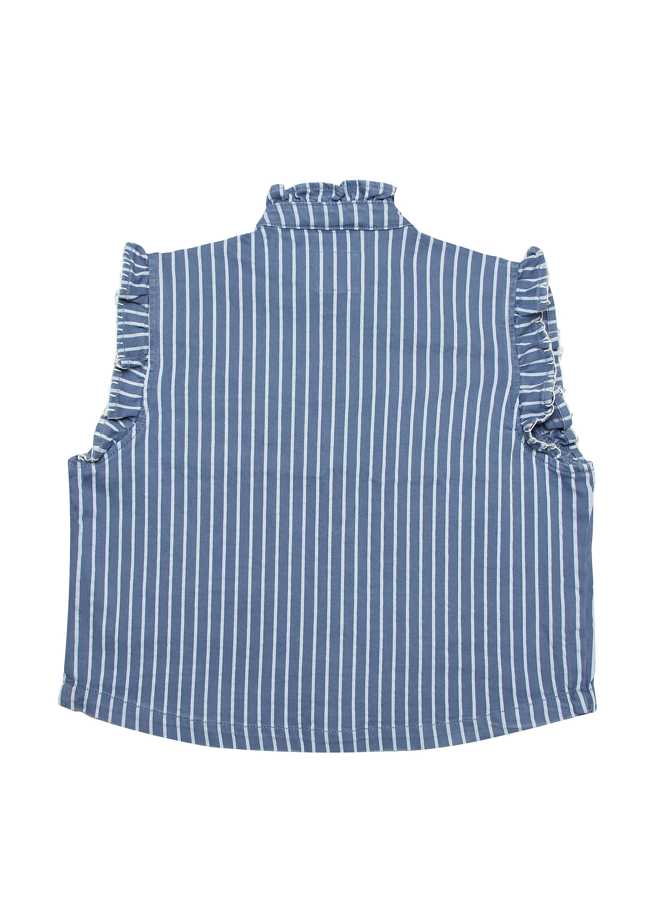 Pablo Vest in Washed Denim Wide Stripe