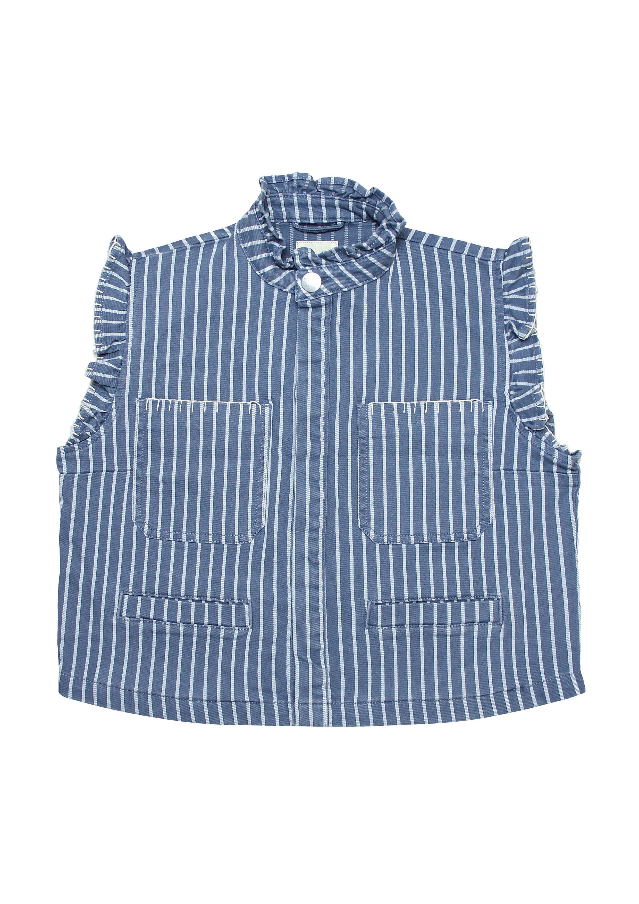 Pablo Vest in Washed Denim Wide Stripe