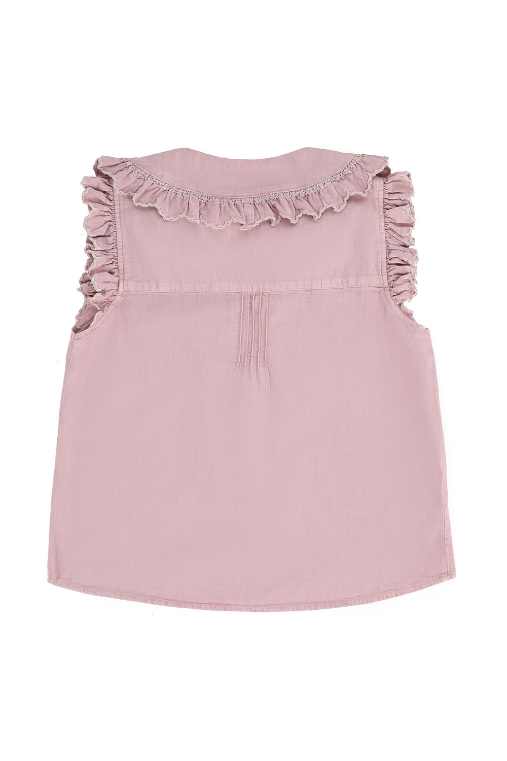 Phoebe Blouse Short Sleeve in Washed Dusty Rose Denim