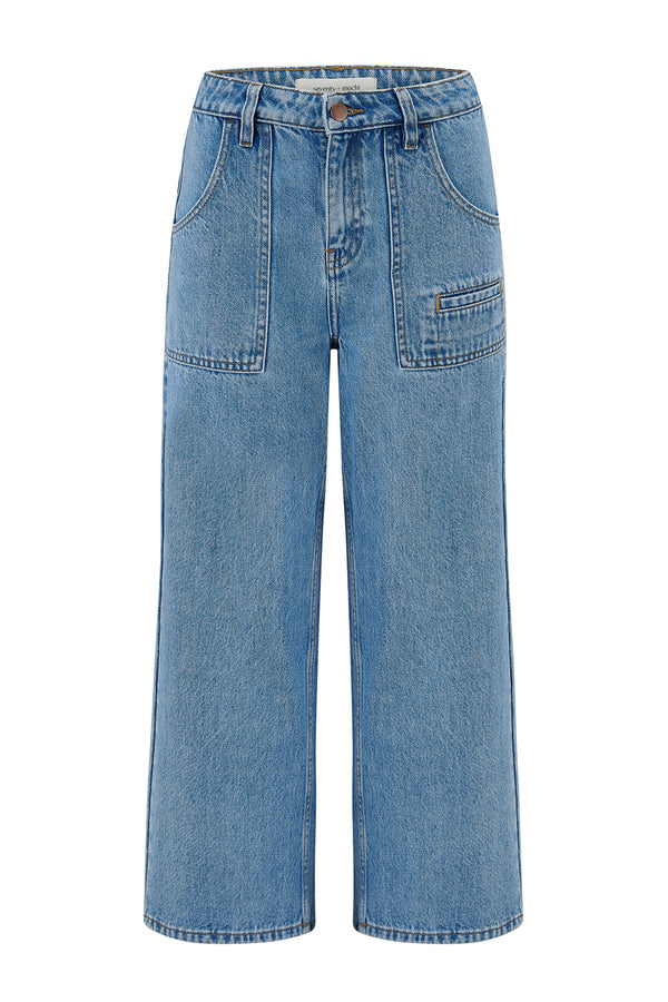 Eden Cropped Wide Leg Jean in Newport