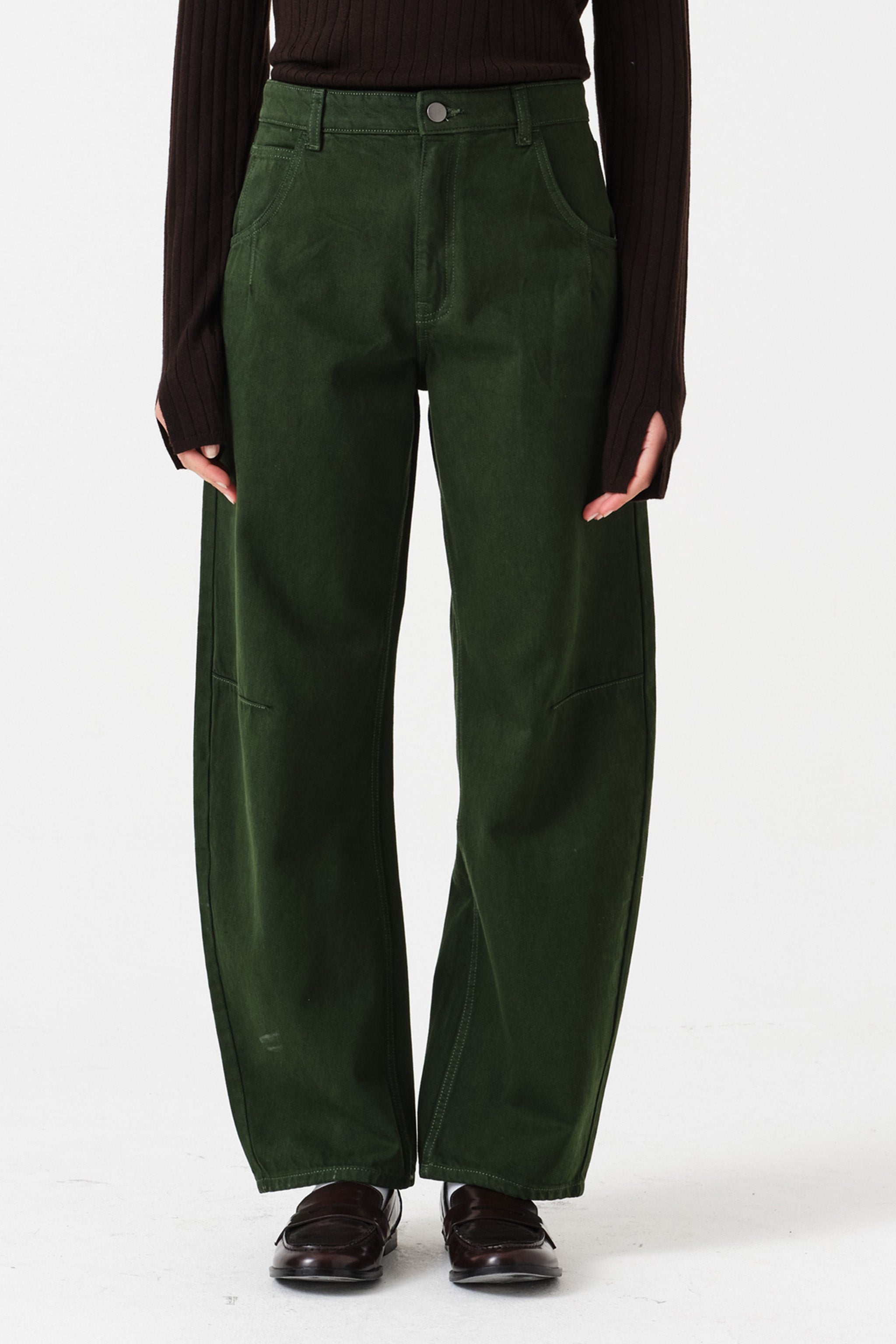 Nina Barrel Leg Jean in Dark Pine