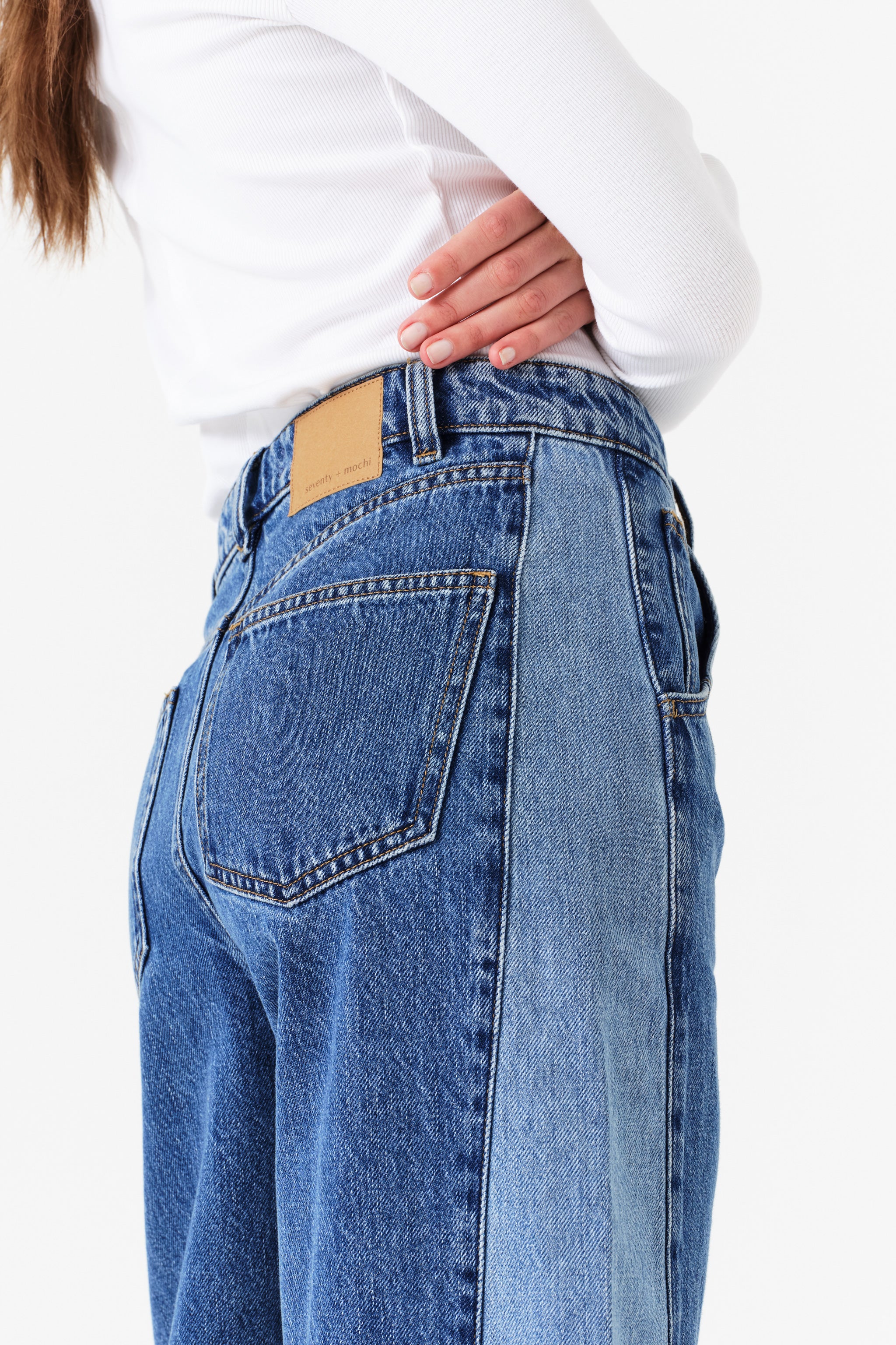 Nina Barrel Leg Jean in Two Tone