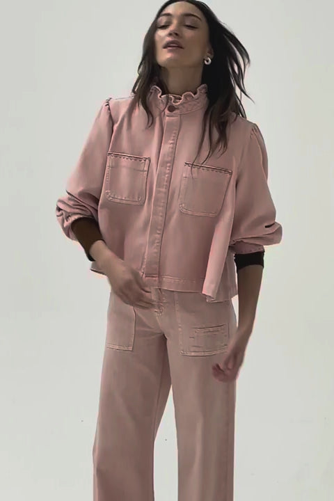 Eden Cropped Wide Leg Jean in Peony Pink
