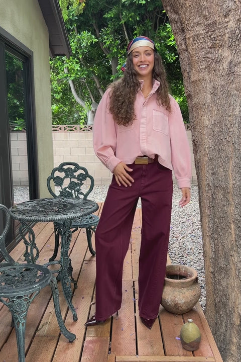 Ziggy Cropped Denim Jacket in Peony Pink
