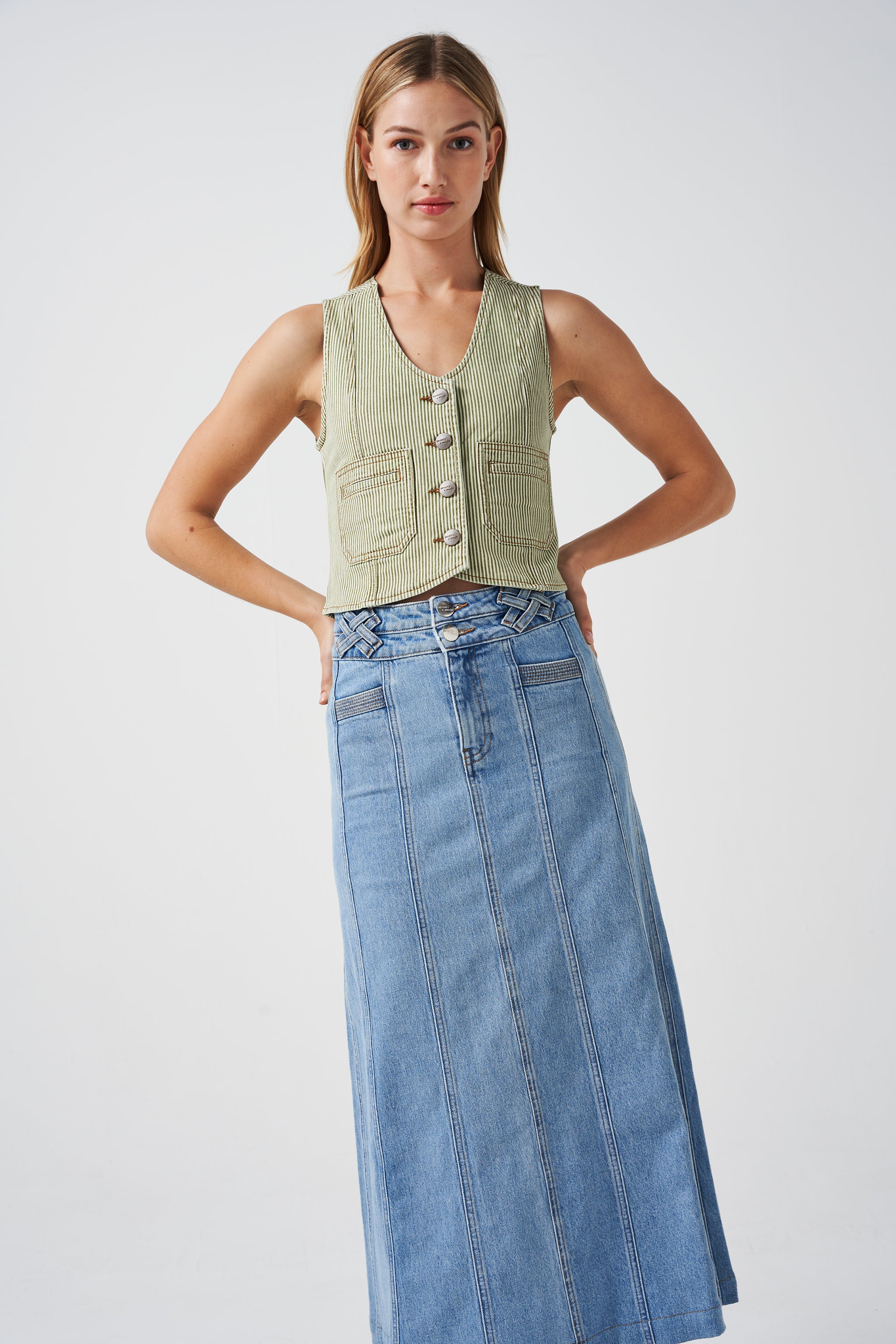 Maddie denim midi skirt fashion