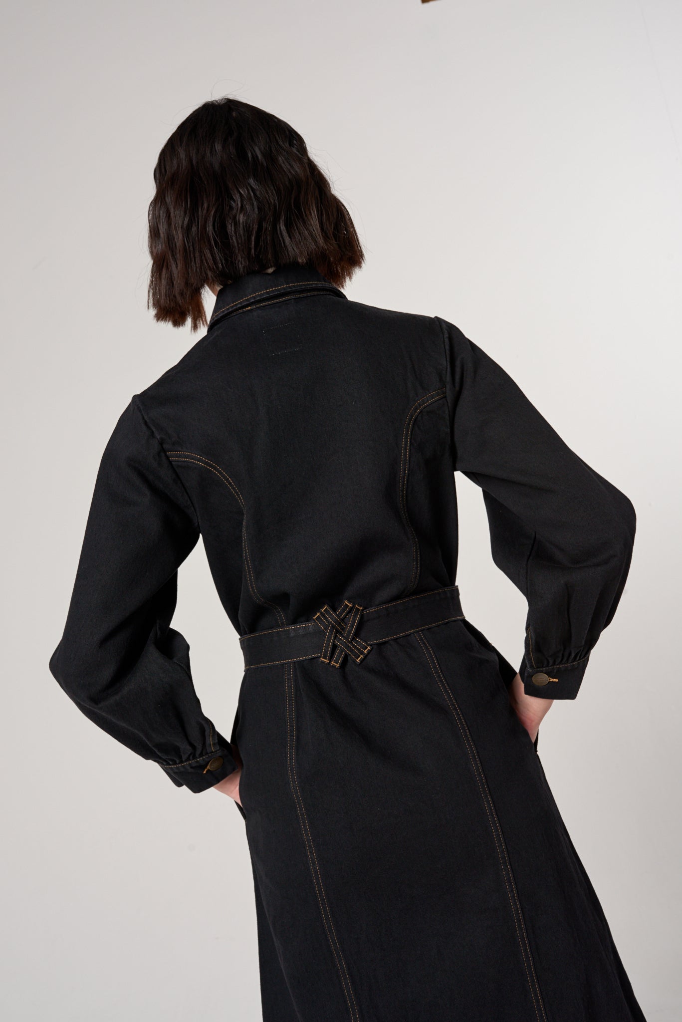 Willow Trench Coat in Black Denim - seventy + mochi