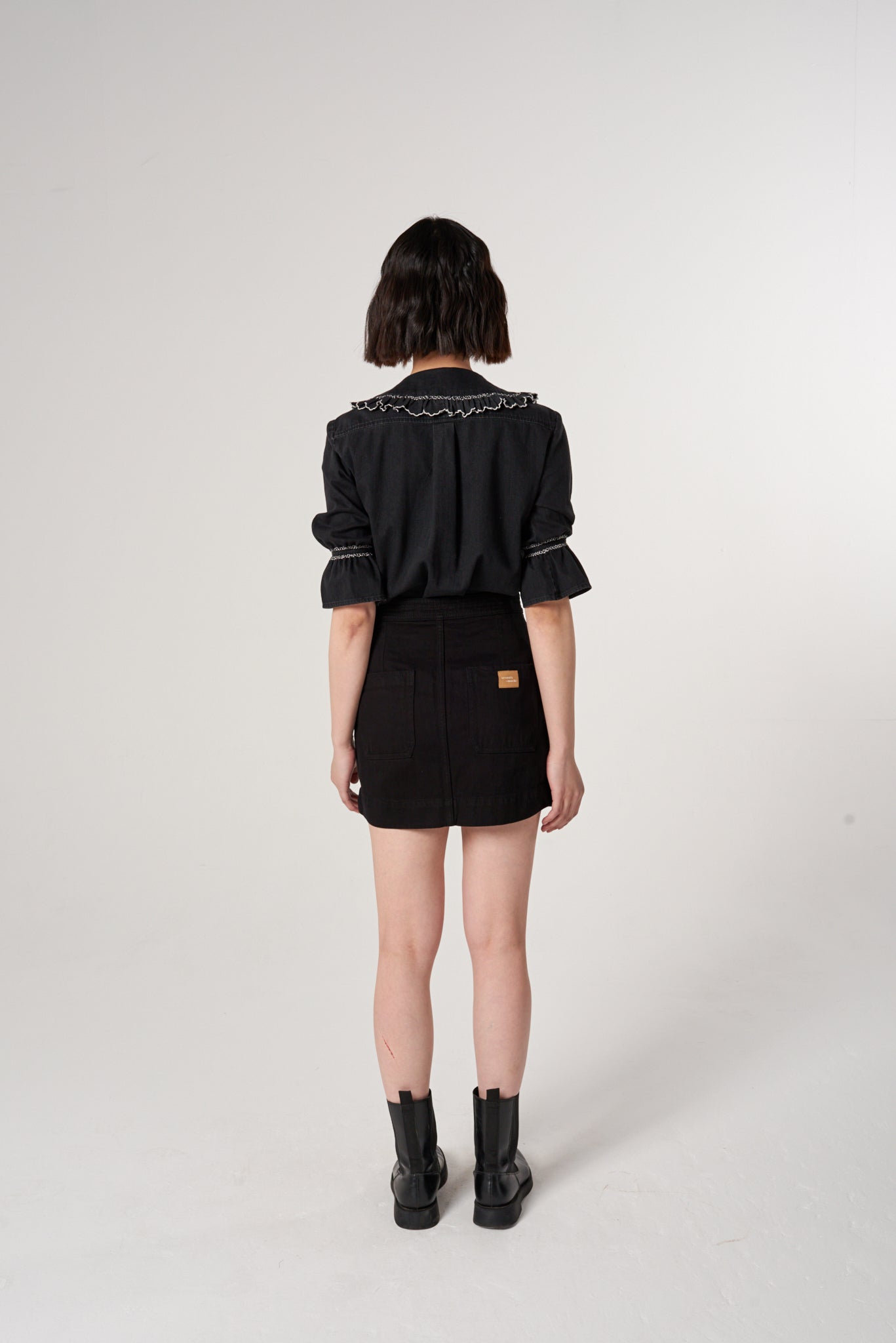 Marie Mini Skirt in Black Denim
